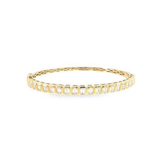 The Mirror Row Bangle, 3.00ct Emerald-Cut Diamond, 14K Yellow Gold by Benji Designs, view 1