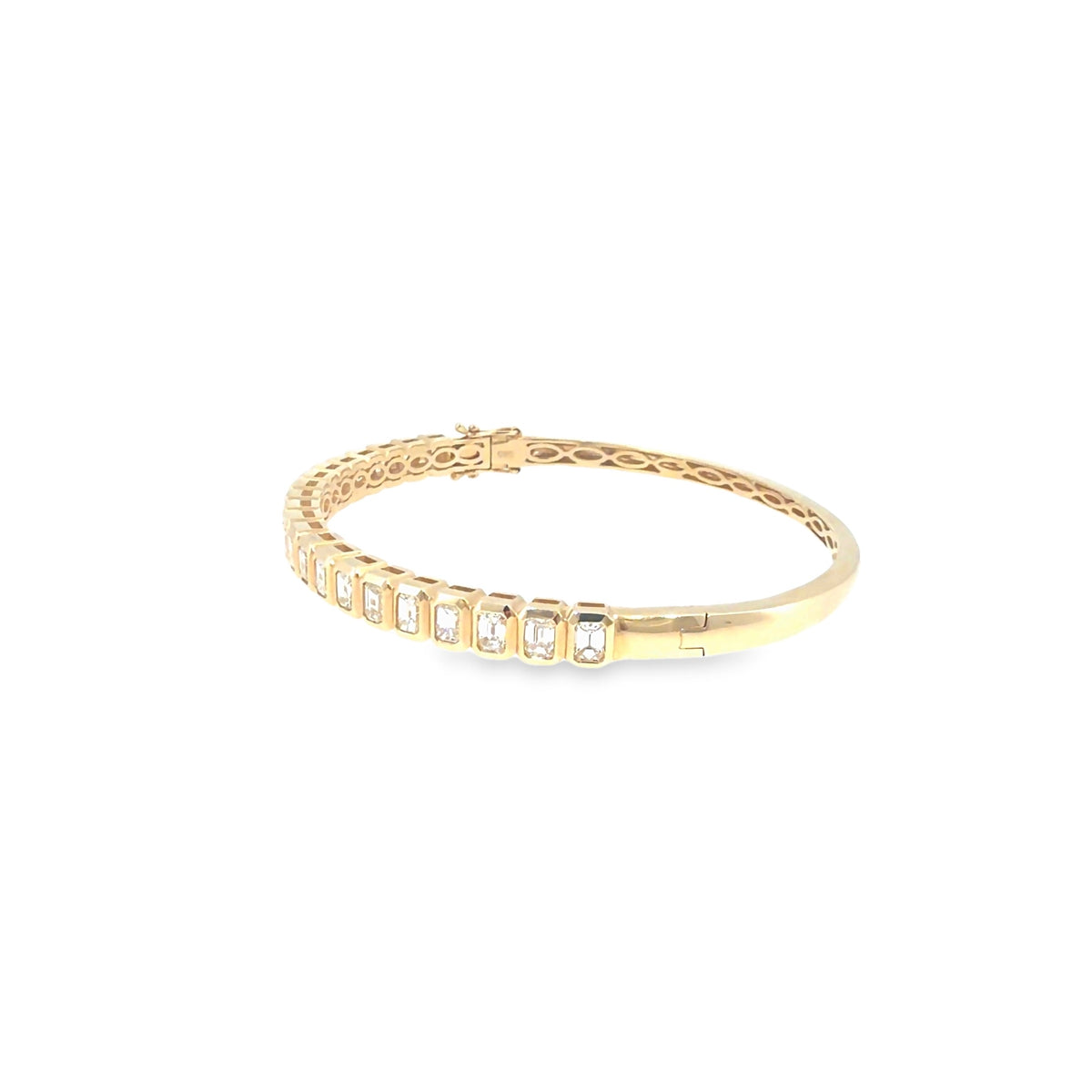 The Mirror Row Bangle, 3.00ct Emerald-Cut Diamond, 14K Yellow Gold by Benji Designs, view 3