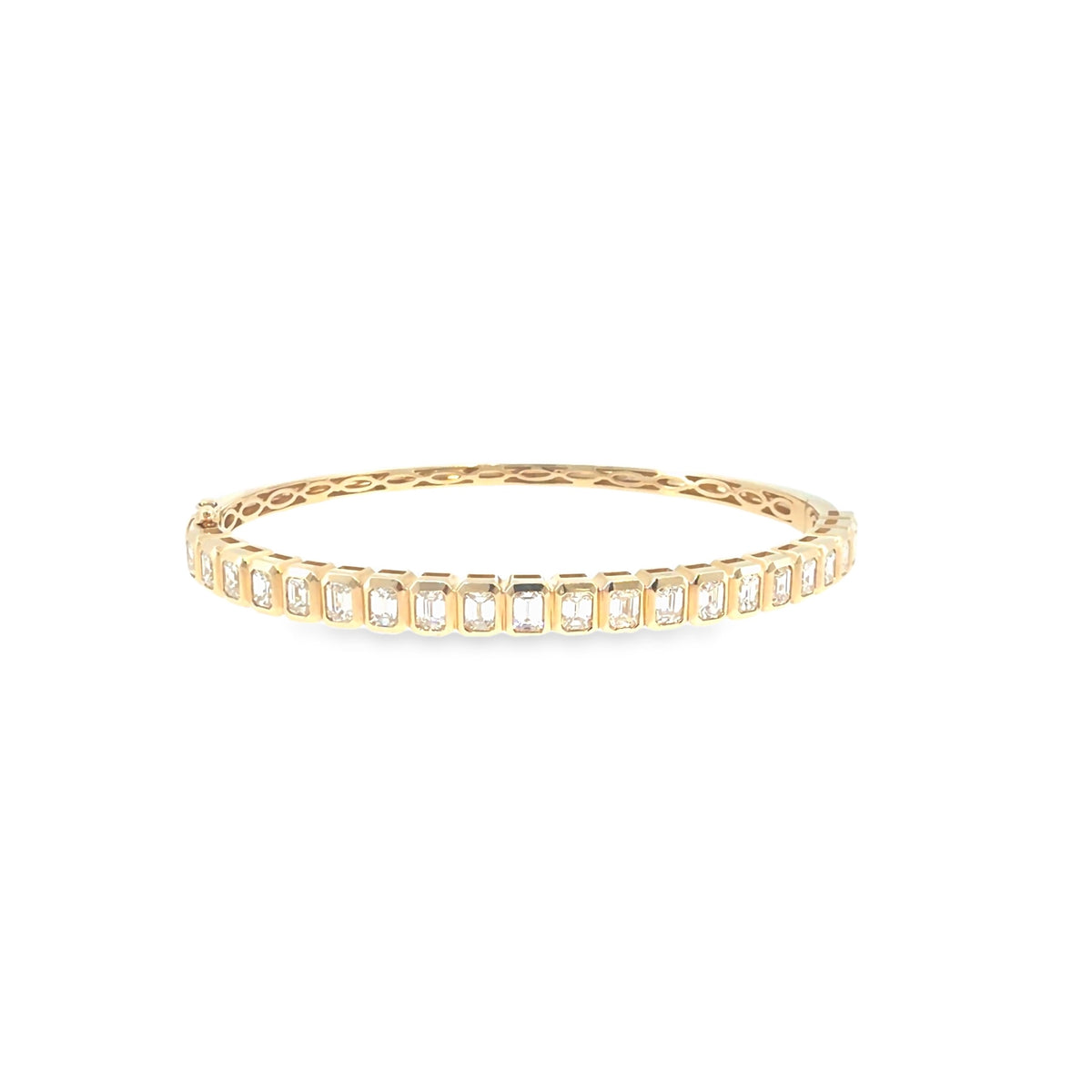 The Mirror Row Bangle, 3.00ct Emerald-Cut Diamond, 14K Yellow Gold by Benji Designs, view 2
