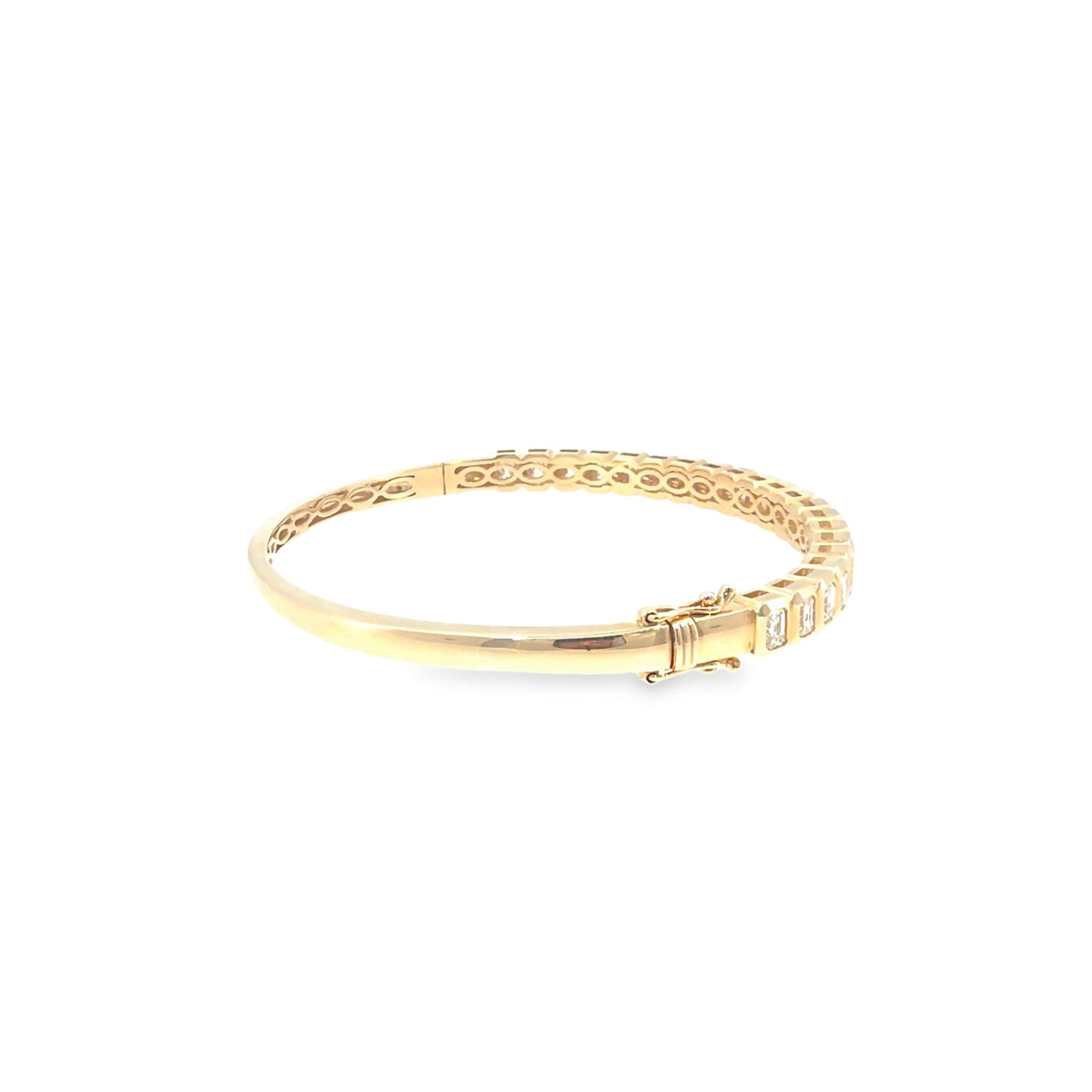 The Mirror Row Bangle, 3.00ct Emerald-Cut Diamond, 14K Yellow Gold by Benji Designs, view 5
