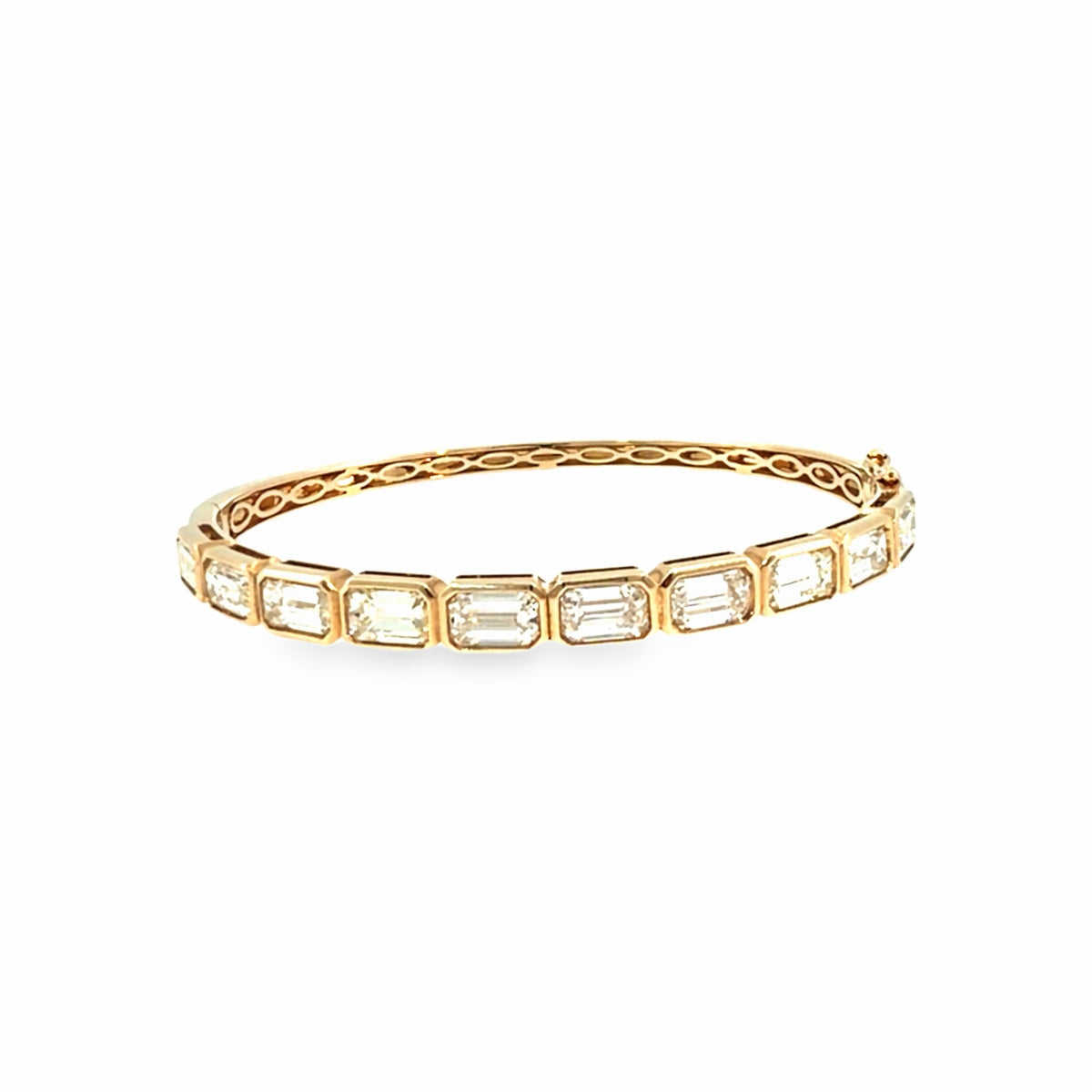 The Grand Salon Bangle, 8.00ct Emerald-Cut Diamond, 14K Yellow Gold by Benji Designs, view 1