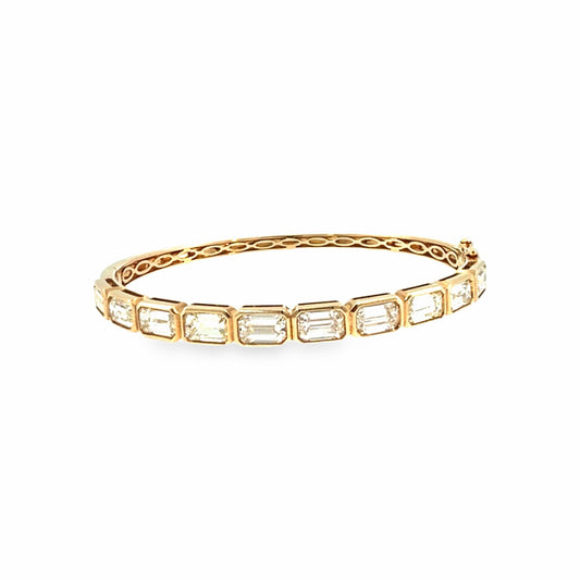 The Grand Salon Bangle, 8.00ct Emerald-Cut Diamond, 14K Yellow Gold by Benji Designs, view 1