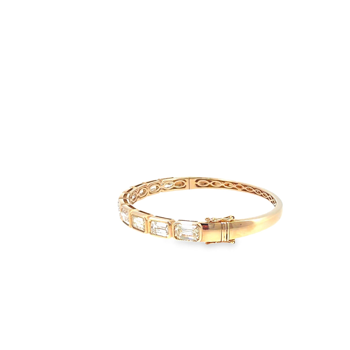 The Grand Salon Bangle, 8.00ct Emerald-Cut Diamond, 14K Yellow Gold by Benji Designs, view 3