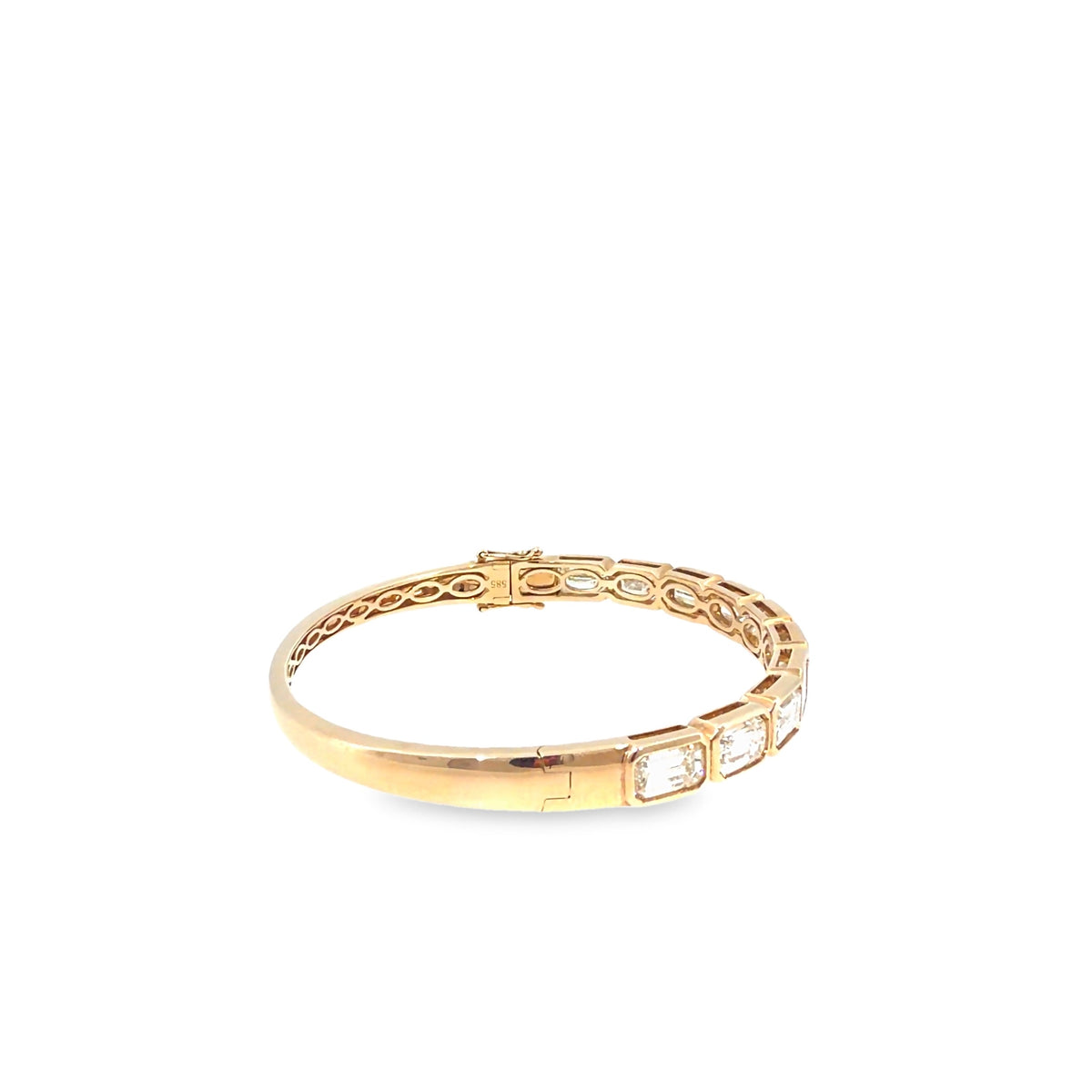 The Grand Salon Bangle, 8.00ct Emerald-Cut Diamond, 14K Yellow Gold by Benji Designs, view 5