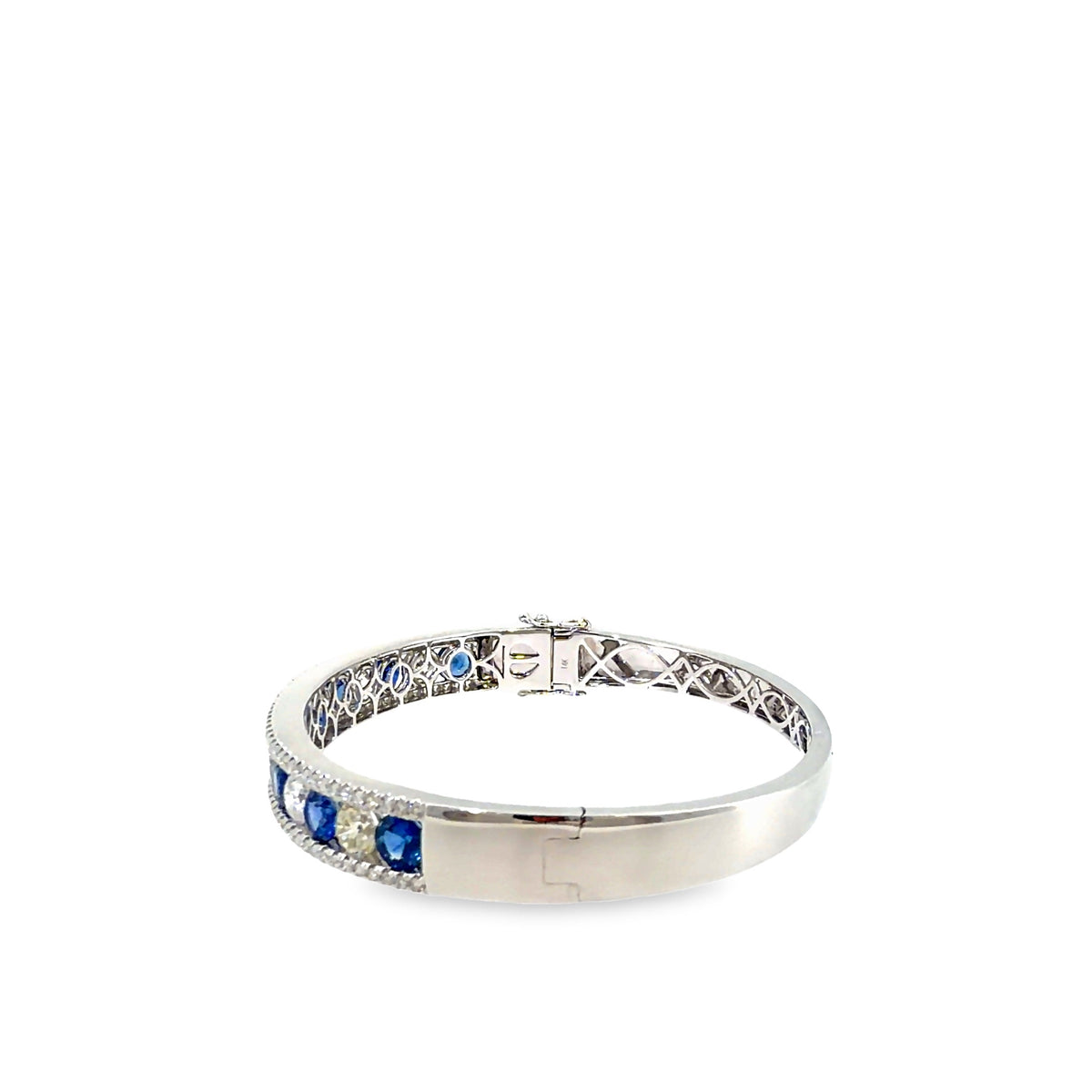 The Blue Horizon Bangle, 8.00ct Sapphire & Diamond, 14K White Gold by Benji Designs, view 3