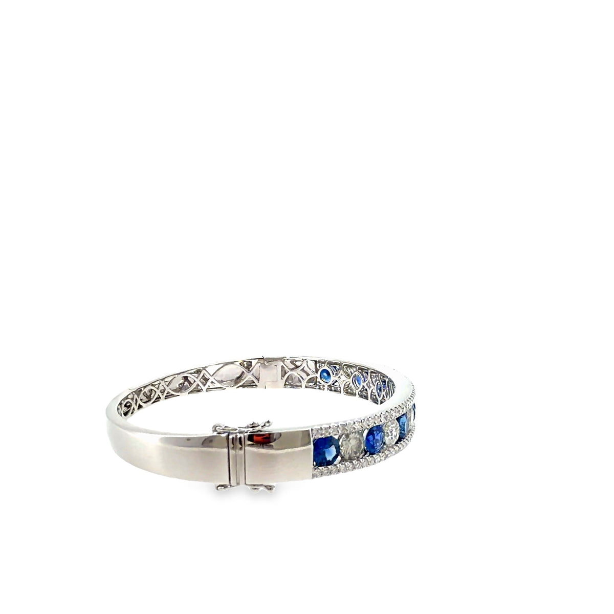 The Blue Horizon Bangle, 8.00ct Sapphire & Diamond, 14K White Gold by Benji Designs, view 5