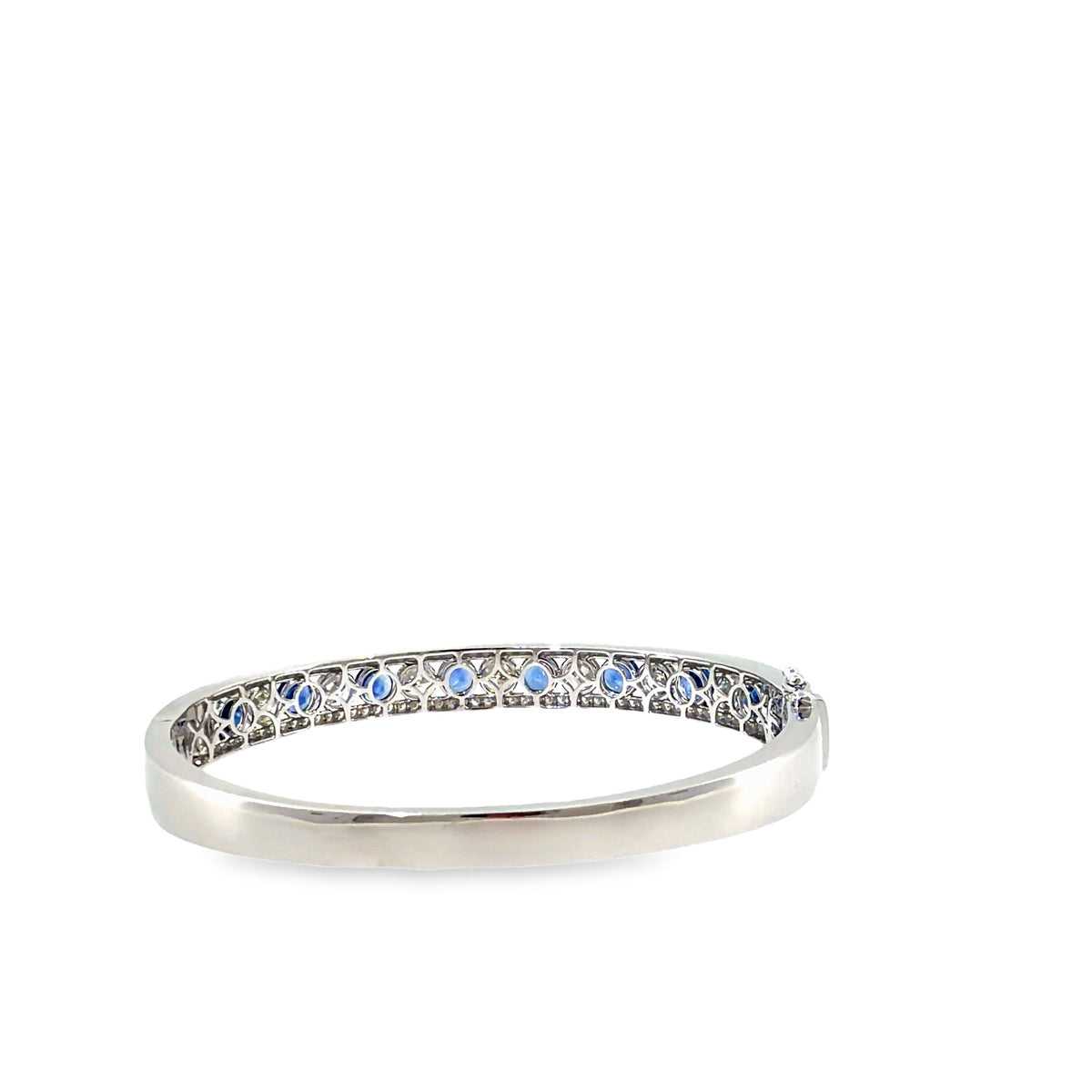 The Blue Horizon Bangle, 8.00ct Sapphire & Diamond, 14K White Gold by Benji Designs, view 4