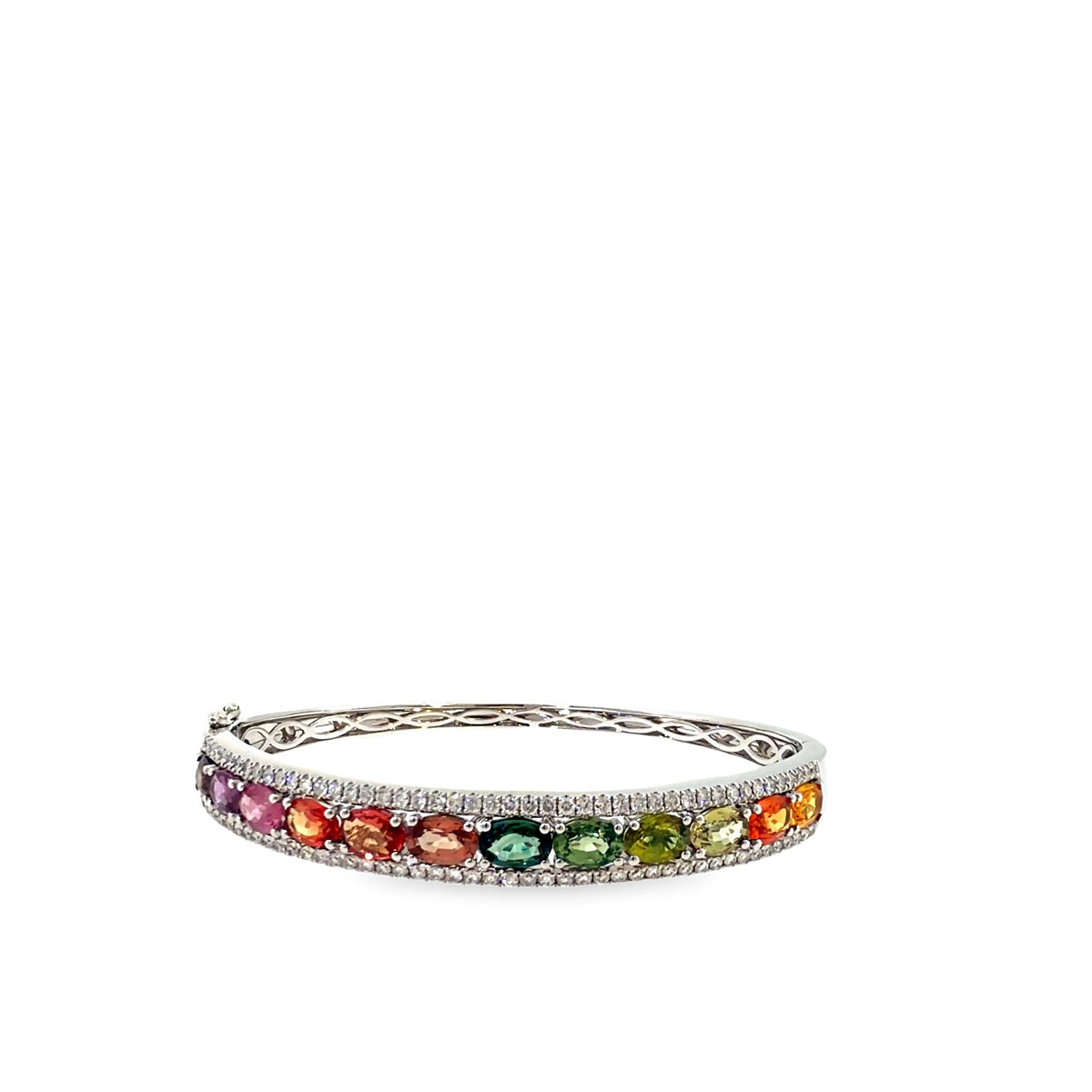 The Jewel Box Bangle, 9.25ct Multicolor Sapphire & Diamond, 14K White Gold by Benji Designs, view 2