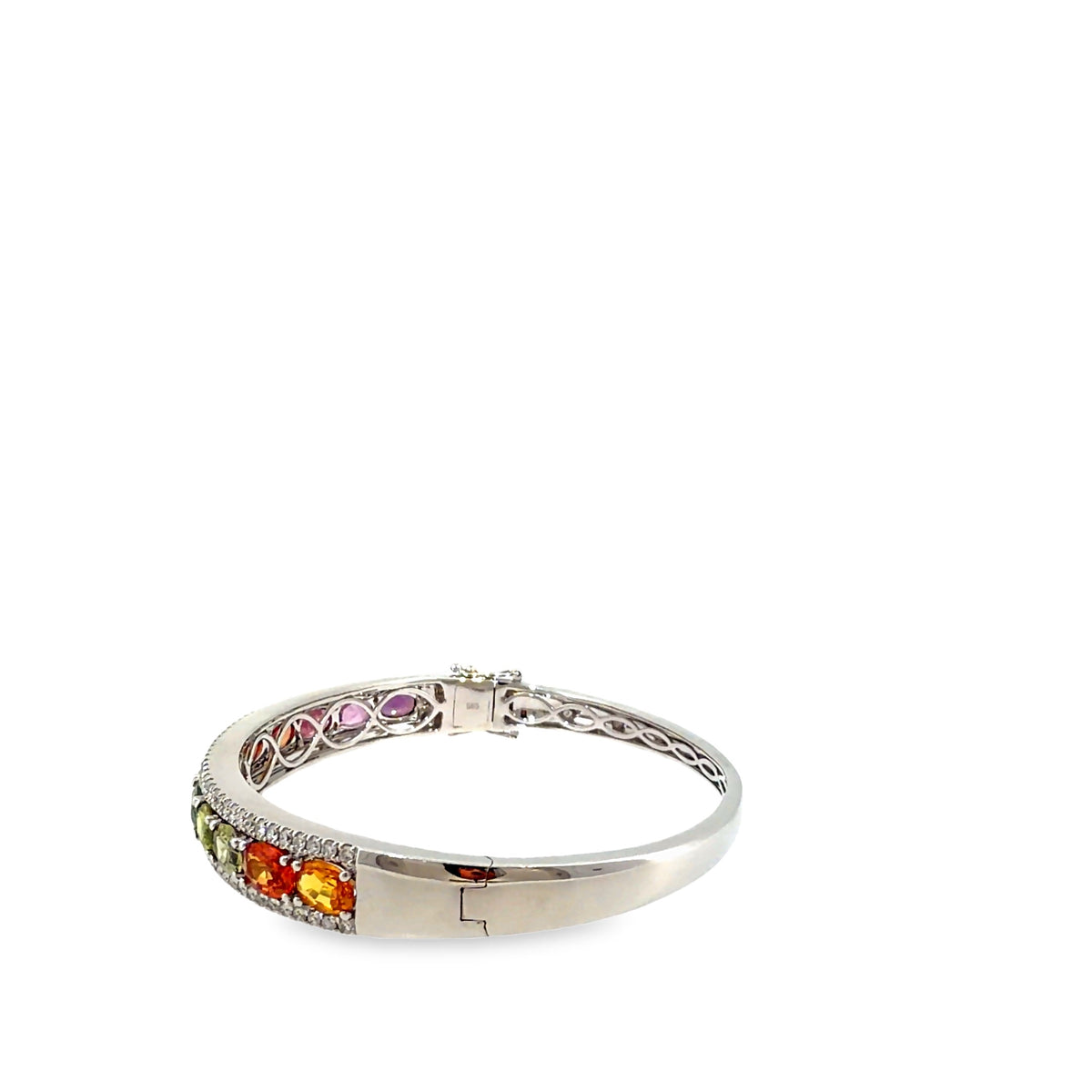 The Jewel Box Bangle, 9.25ct Multicolor Sapphire & Diamond, 14K White Gold by Benji Designs, view 3