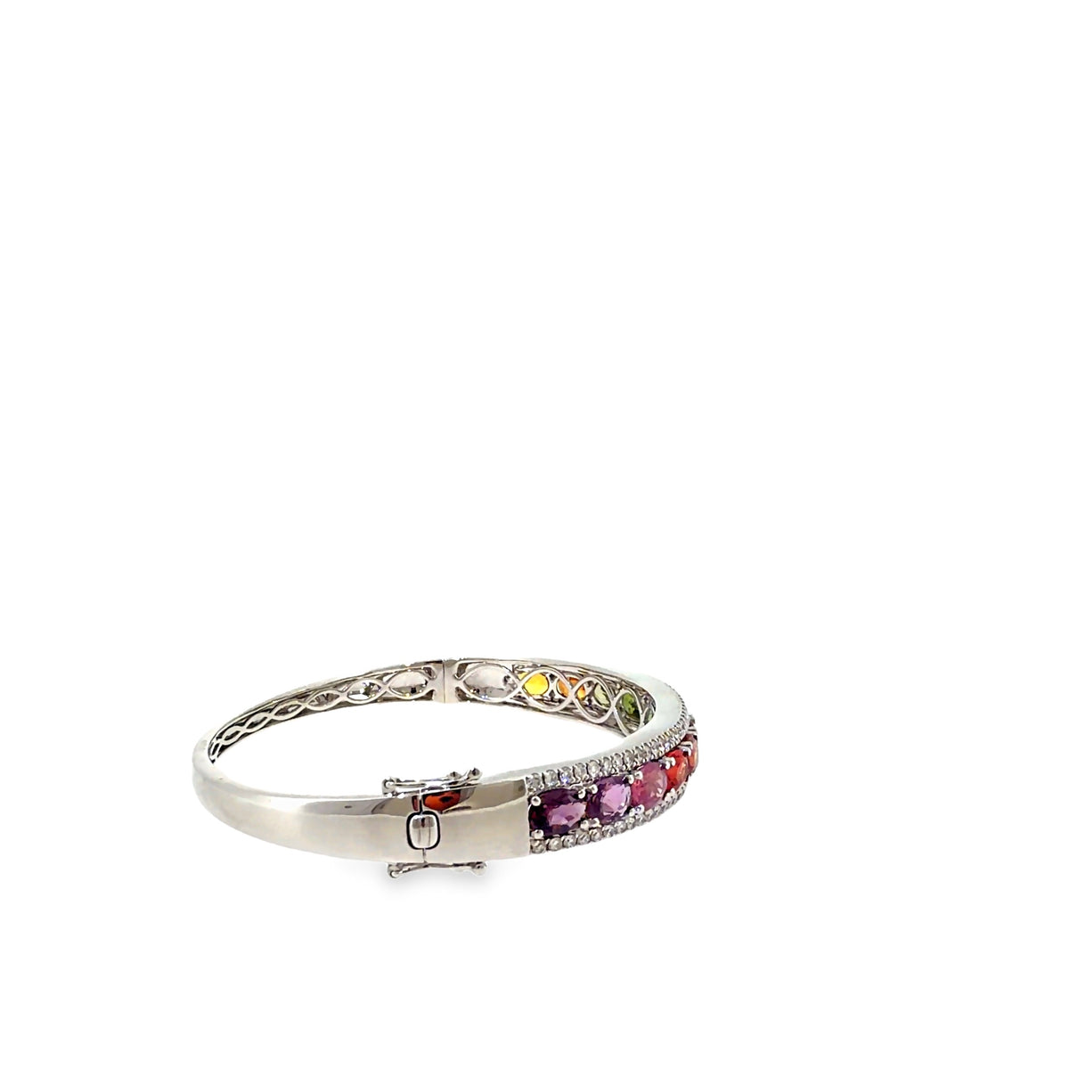 The Jewel Box Bangle, 9.25ct Multicolor Sapphire & Diamond, 14K White Gold by Benji Designs, view 5