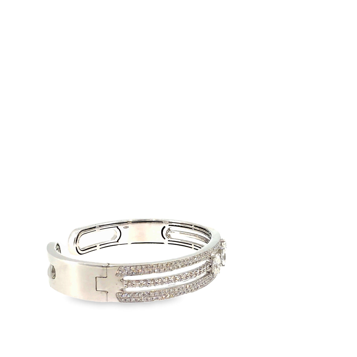 The Oval Trio Bangle, 3.65ct Oval Diamond, 18K White Gold by Benji Designs, view 5