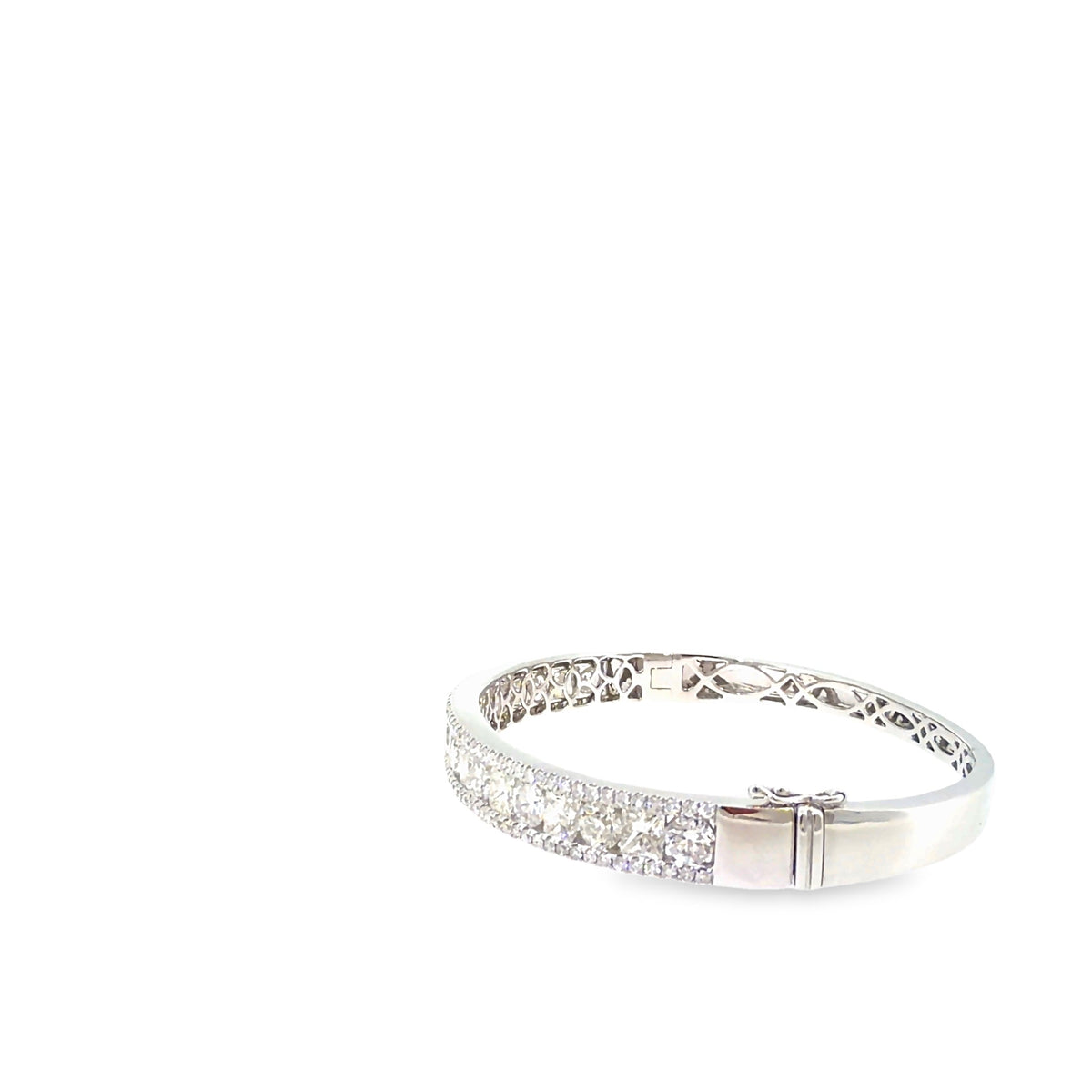 The Princess Regalia Bangle, 7.25ct Princess-Cut Diamond, 14K White Gold by Benji Designs, view 3