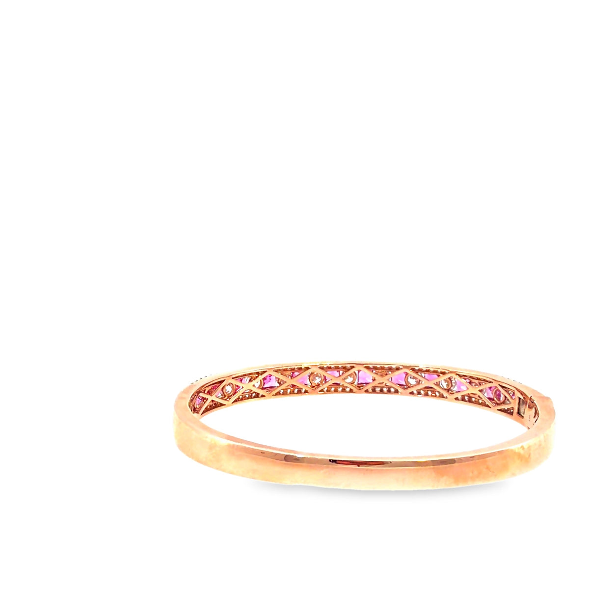The Pink Promenade Bangle, 6.50ct Pink Sapphire & Diamond, 14K Rose Gold by Benji Designs, view 4