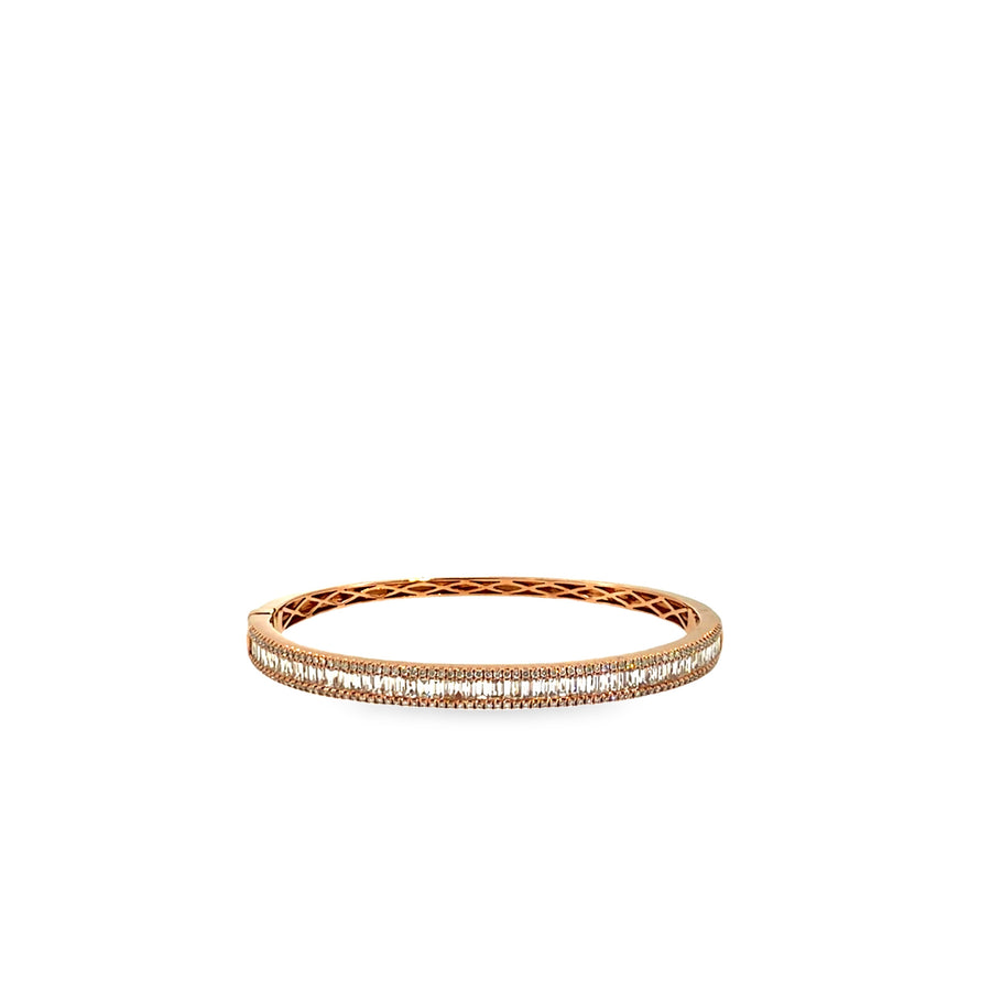 The Rose Ribbon Bangle, 3.25ct Baguette Diamond, 14K Rose Gold by Benji Designs, view 1