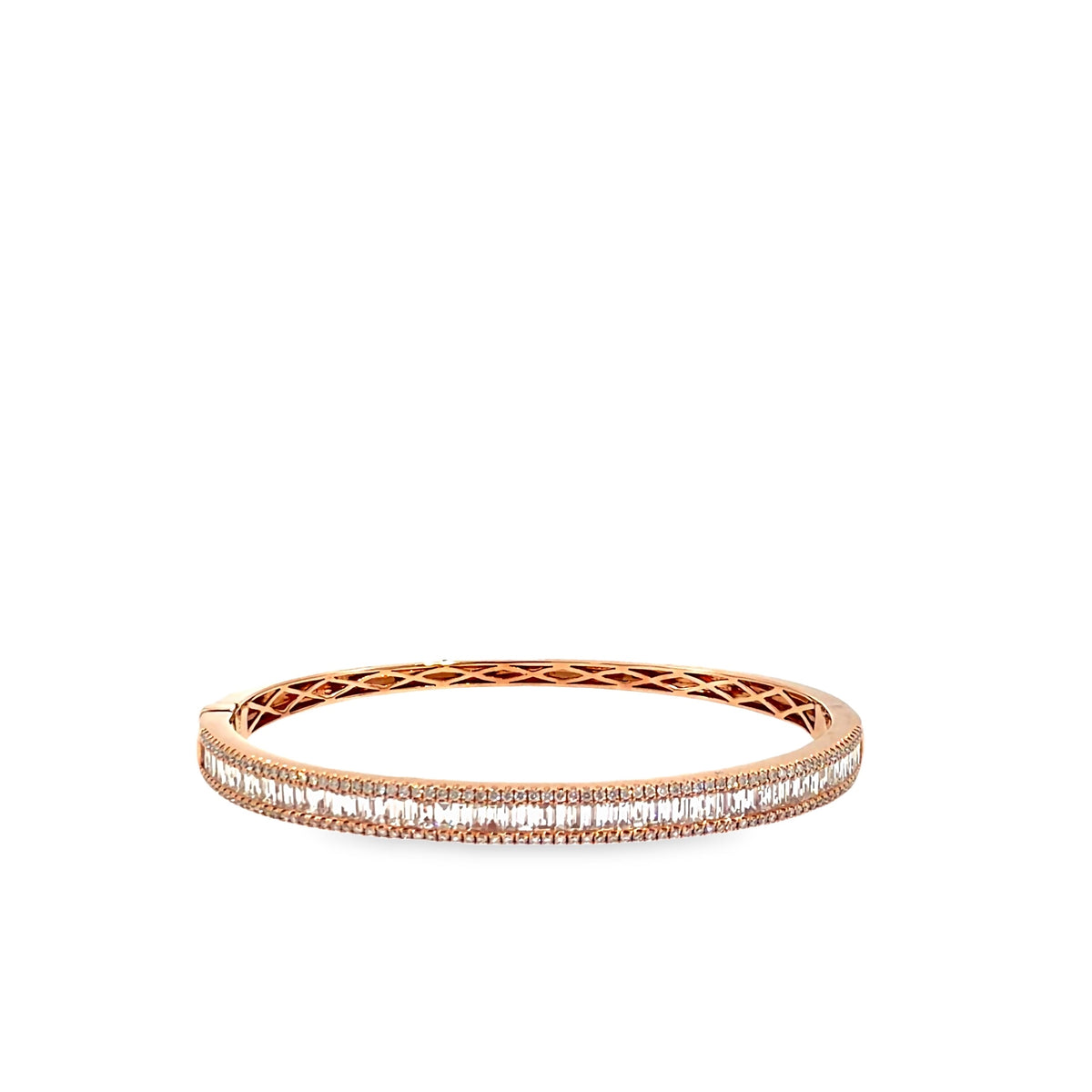The Rose Ribbon Bangle, 3.25ct Baguette Diamond, 14K Rose Gold by Benji Designs, view 2