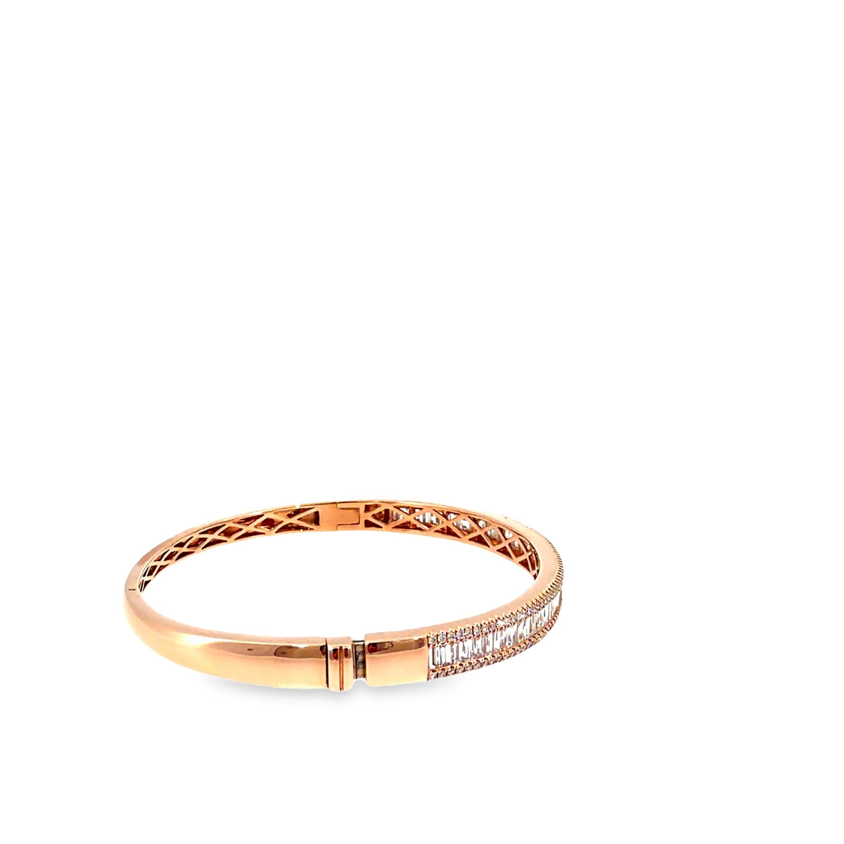 The Rose Ribbon Bangle, 3.25ct Baguette Diamond, 14K Rose Gold by Benji Designs, view 5