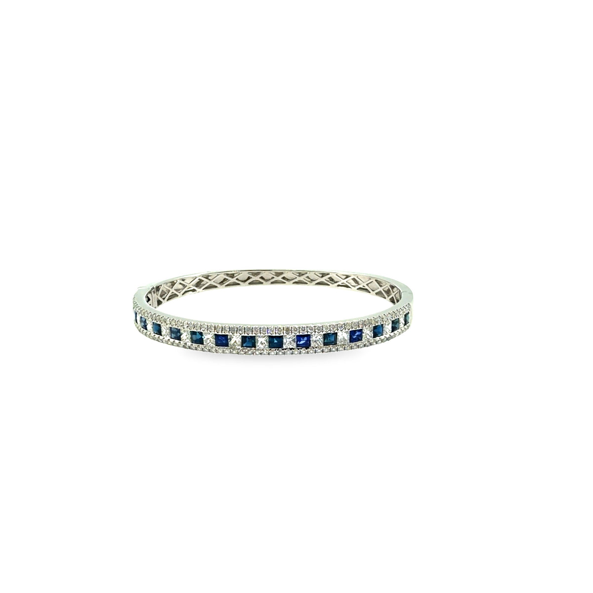 The Sapphire Regent Bangle, 5.50ct Sapphire & Diamond, 14K White Gold by Benji Designs, view 1