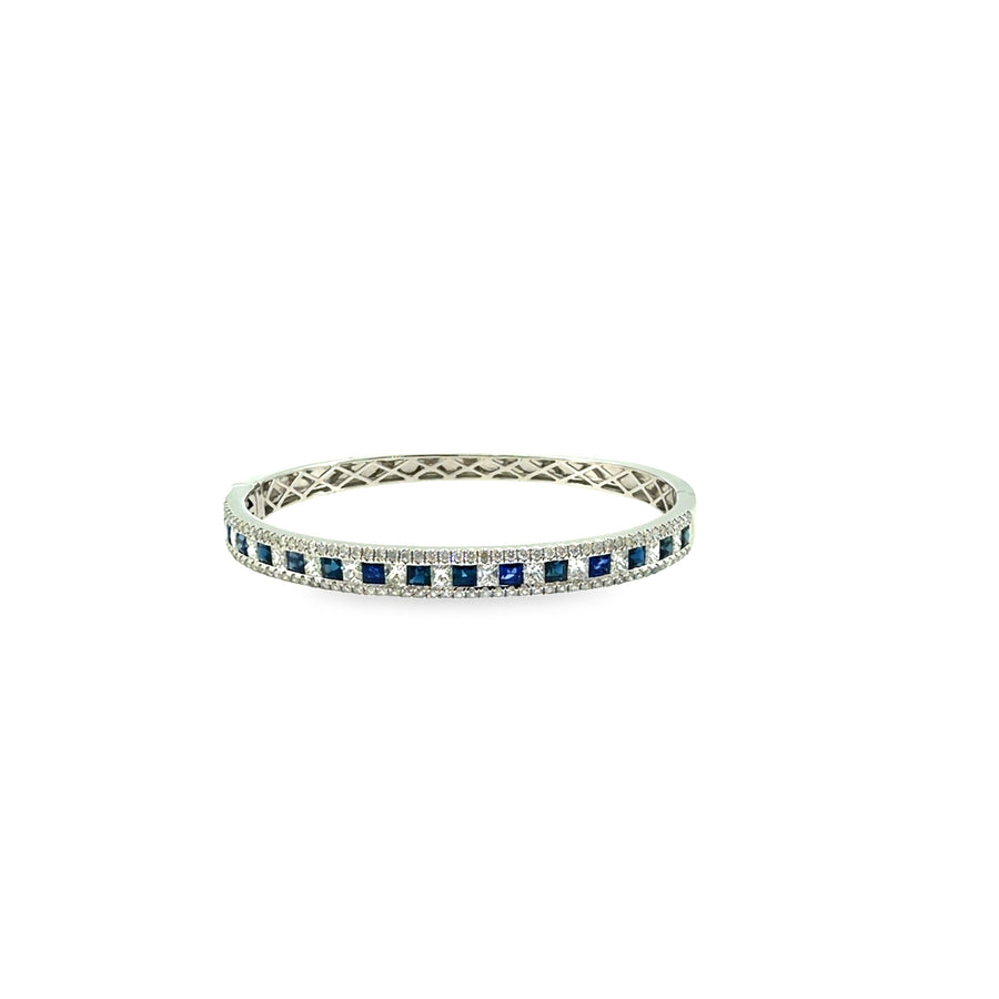 The Sapphire Regent Bangle, 5.50ct Sapphire & Diamond, 14K White Gold by Benji Designs, view 1