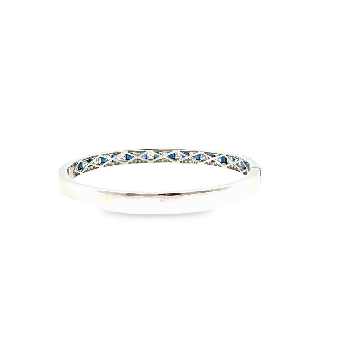 The Sapphire Regent Bangle, 5.50ct Sapphire & Diamond, 14K White Gold by Benji Designs, view 4