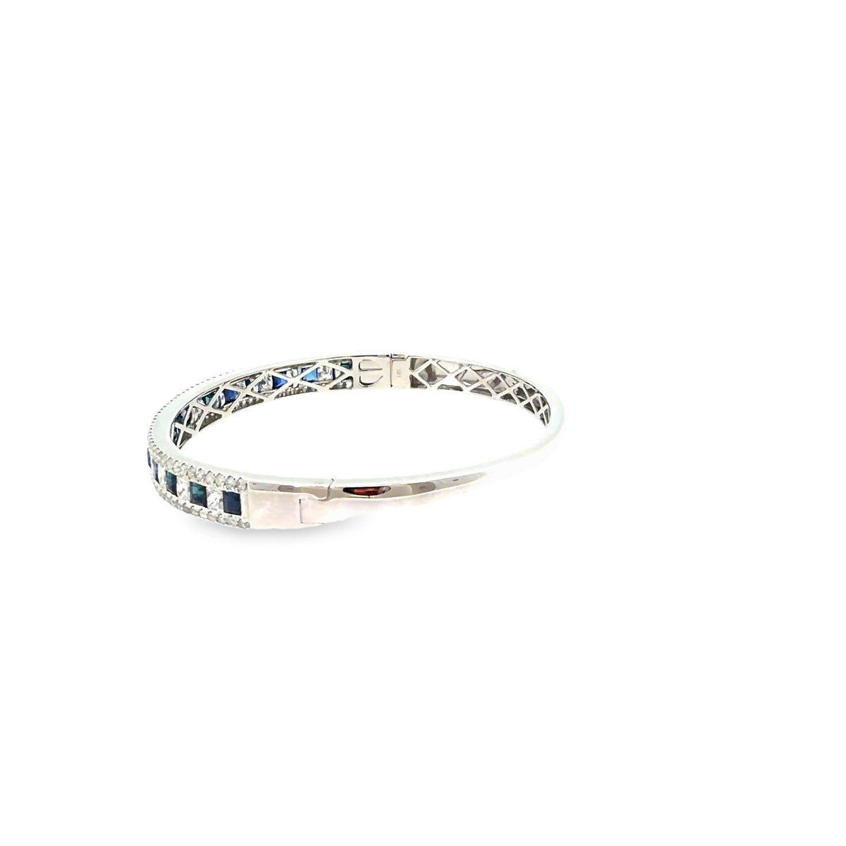The Sapphire Regent Bangle, 5.50ct Sapphire & Diamond, 14K White Gold by Benji Designs, view 3