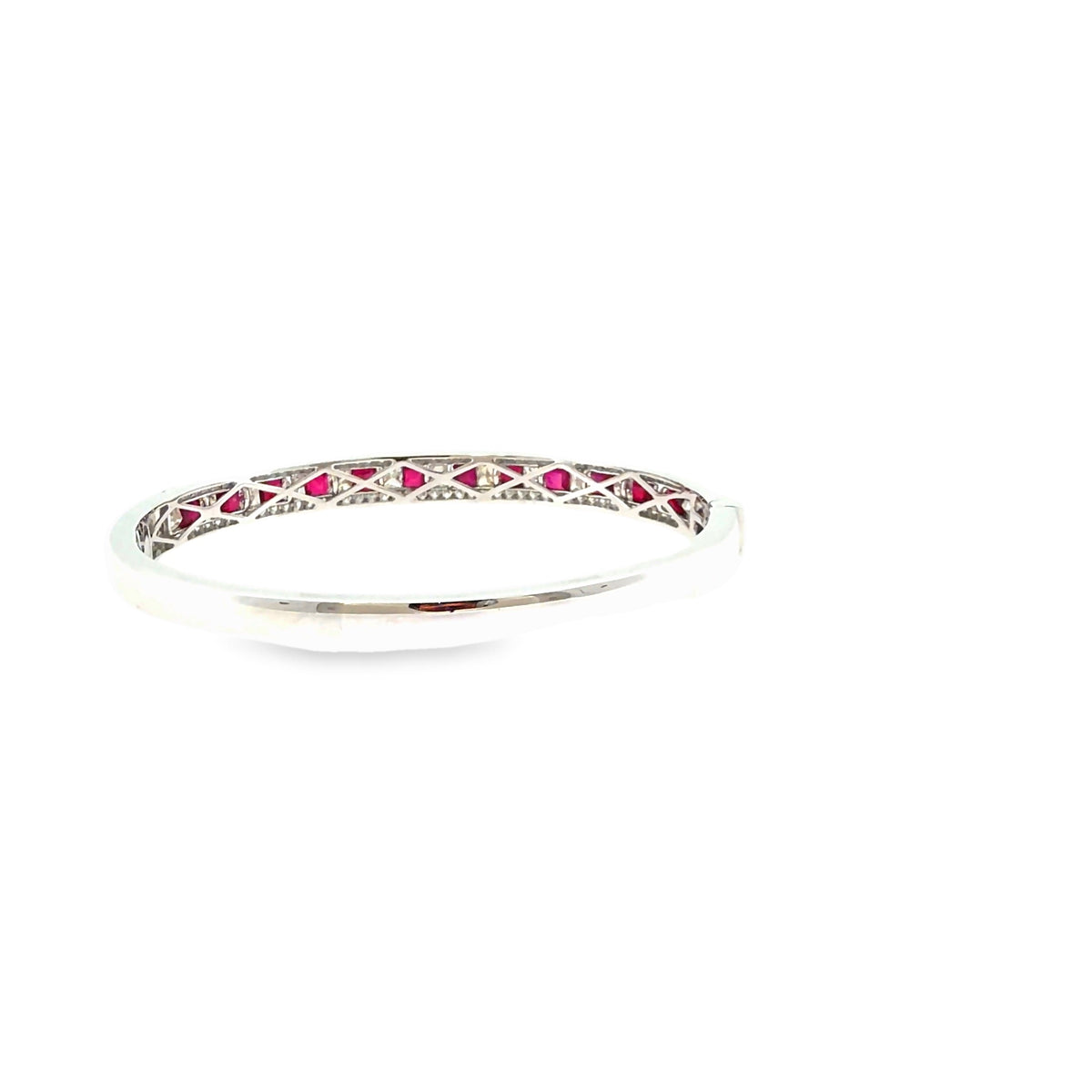 The Ruby Mosaic Bangle, 6.25ct Ruby & Diamond, 14K White Gold by Benji Designs, view 4