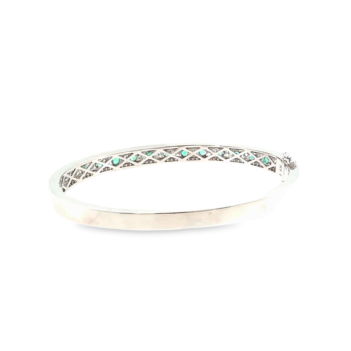 The Emerald Isle Bangle, 4.50ct Emerald & Diamond, 14K White Gold by Benji Designs, view 4