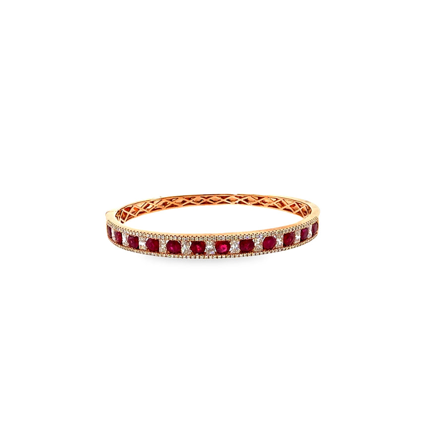 The Crimson Crown Bangle, 7.00ct Ruby & Diamond, Gold by Benji Designs, view 1