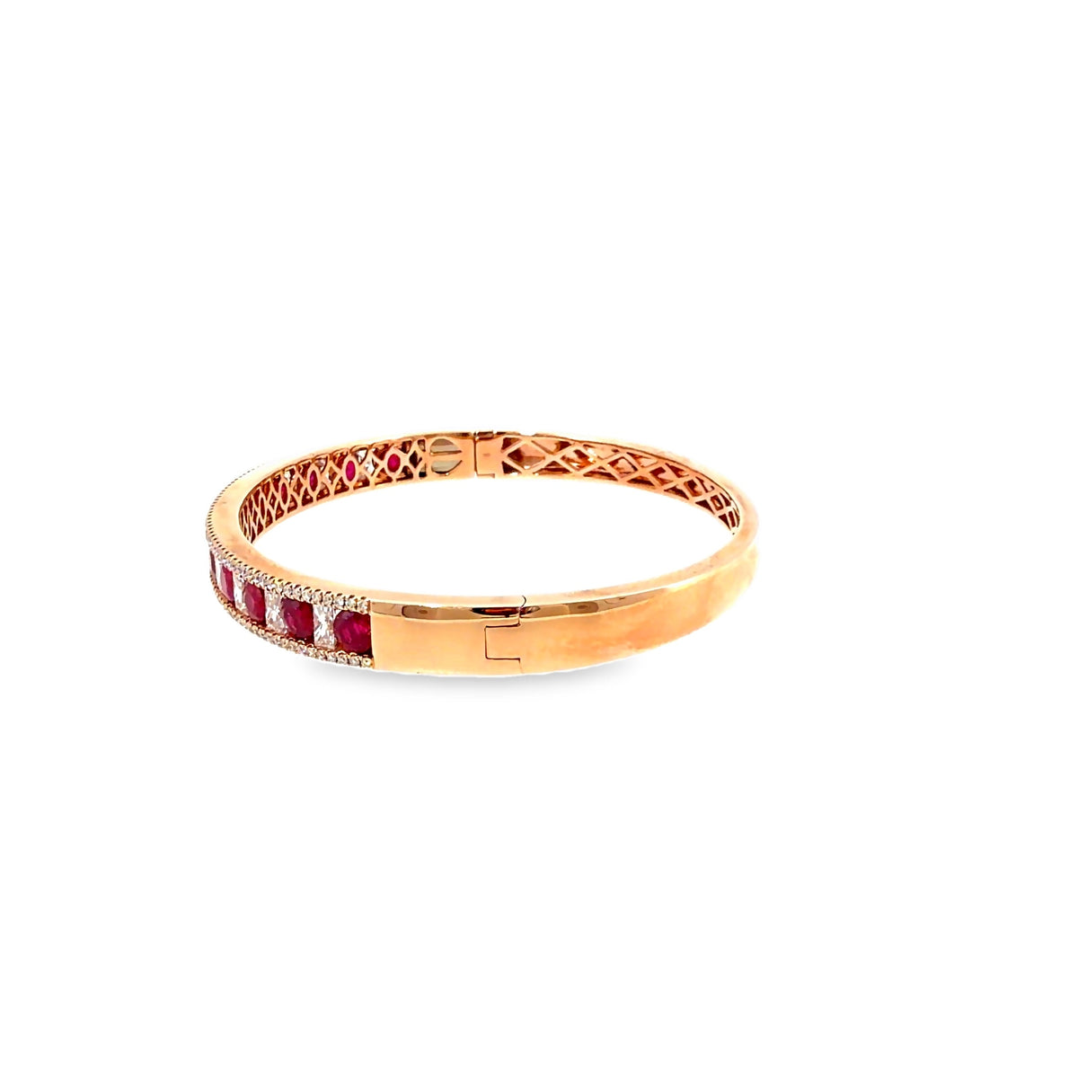 The Crimson Crown Bangle, 7.00ct Ruby & Diamond, Gold by Benji Designs, view 3