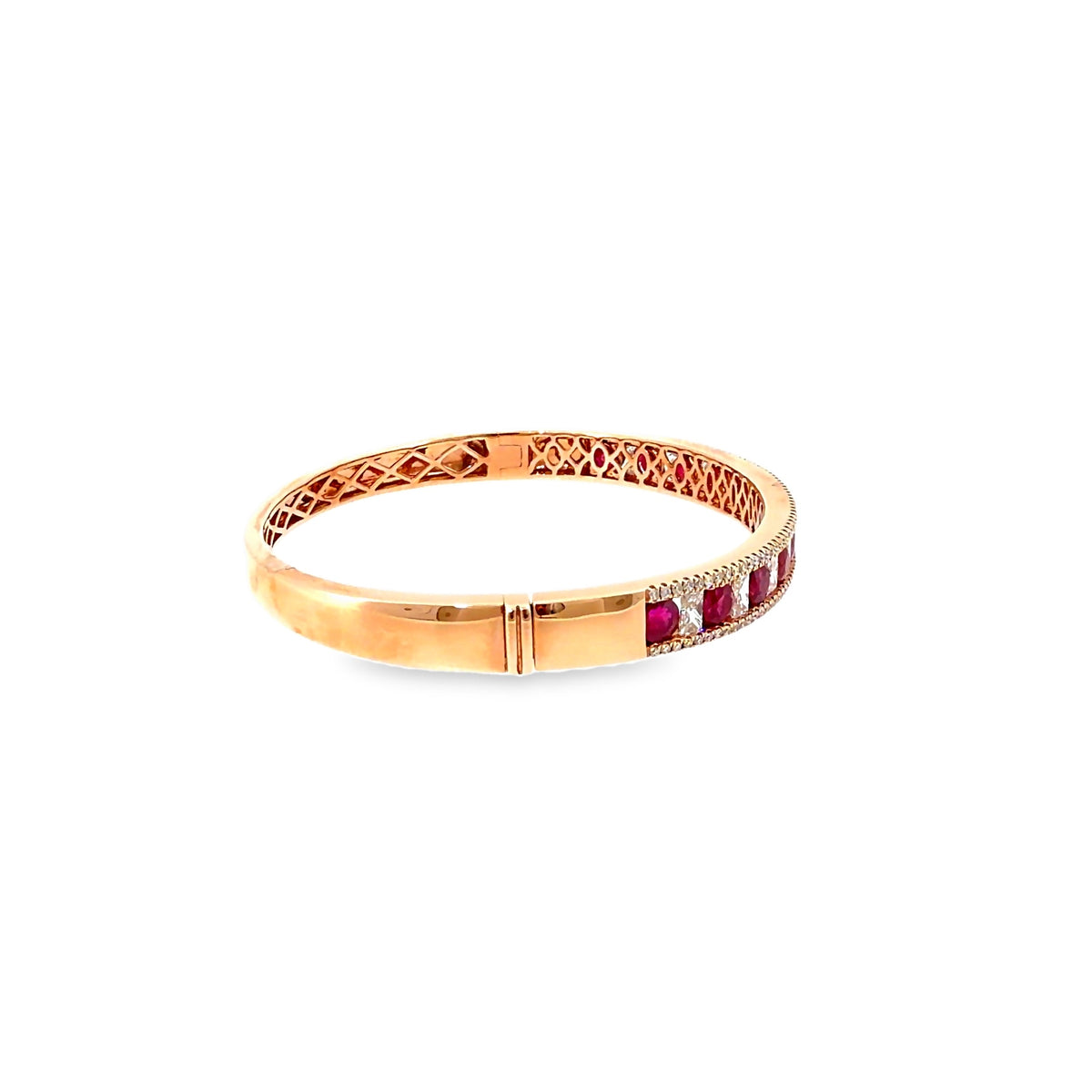 The Crimson Crown Bangle, 7.00ct Ruby & Diamond, Gold by Benji Designs, view 5