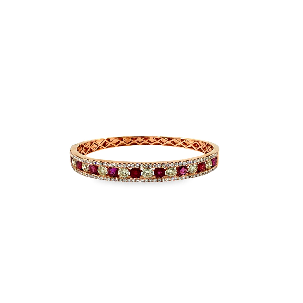 The Rose Ember Bangle, 8.00ct Ruby & Diamond, 14K Rose Gold by Benji Designs, view 1
