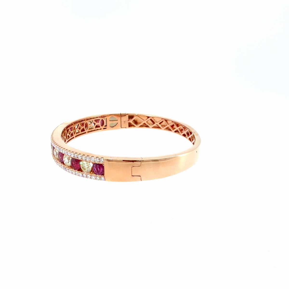 The Rose Ember Bangle, 8.00ct Ruby & Diamond, 14K Rose Gold by Benji Designs, view 3