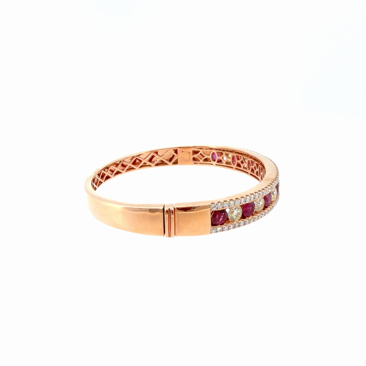 The Rose Ember Bangle, 8.00ct Ruby & Diamond, 14K Rose Gold by Benji Designs, view 5
