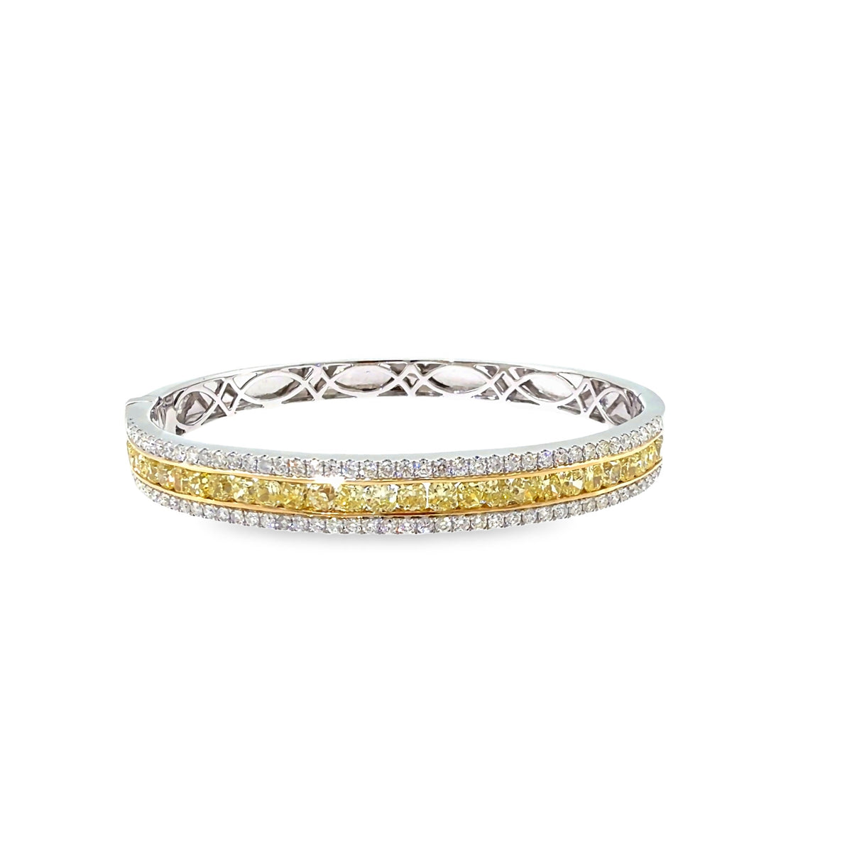 The Canary Bangle, 4.50ct Yellow Diamond, 14K White Gold by Benji Designs, view 2