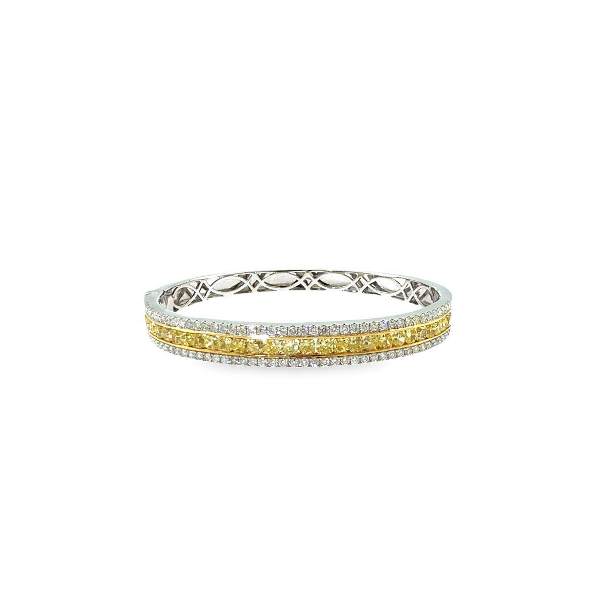 The Canary Bangle, 4.50ct Yellow Diamond, 14K White Gold by Benji Designs, view 1
