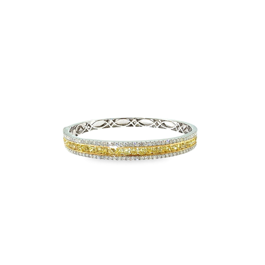 The Canary Bangle, 4.50ct Yellow Diamond, 14K White Gold by Benji Designs, view 1