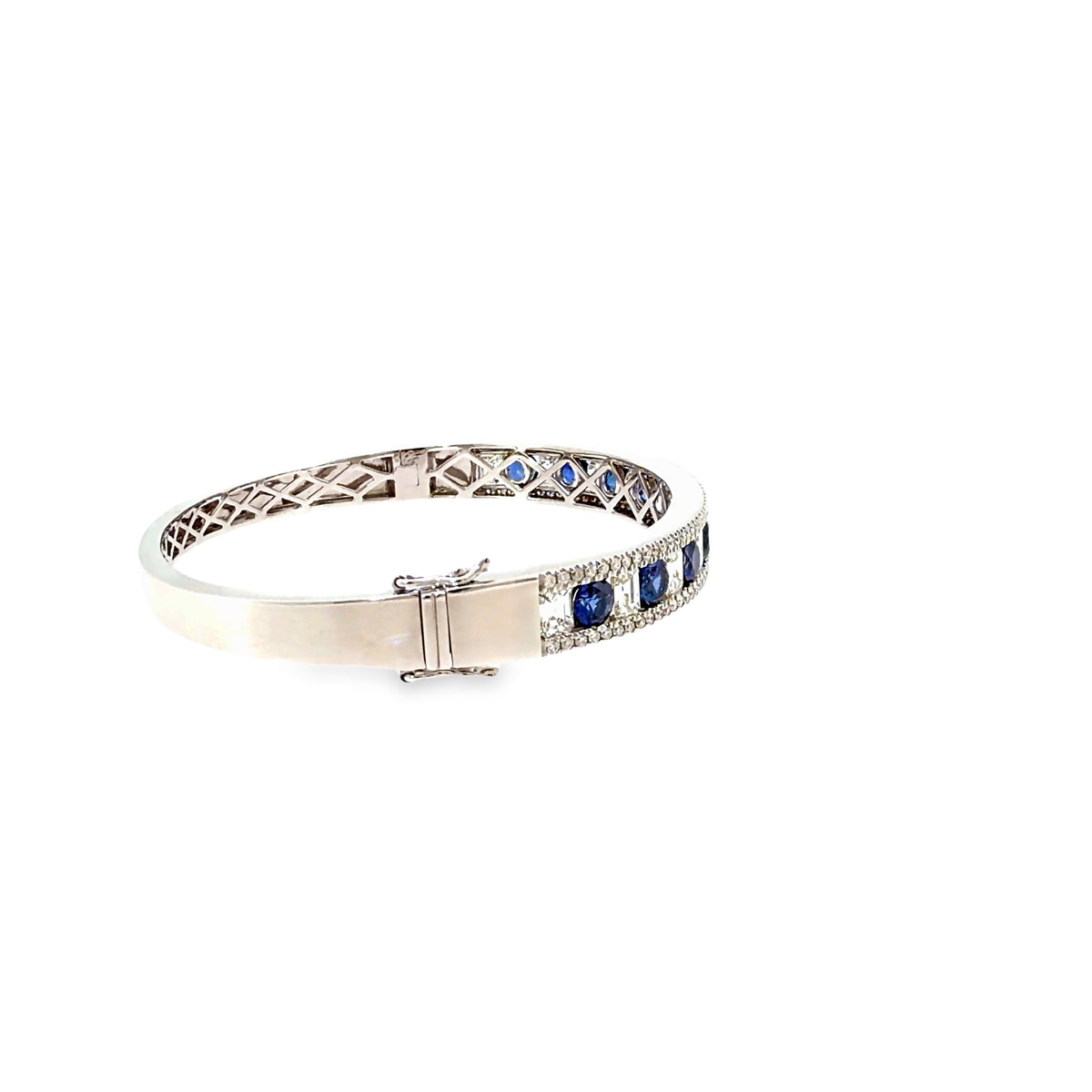The Sapphire Gallery Bangle, 7.25ct Sapphire & Diamond, 14K White Gold by Benji Designs, view 5