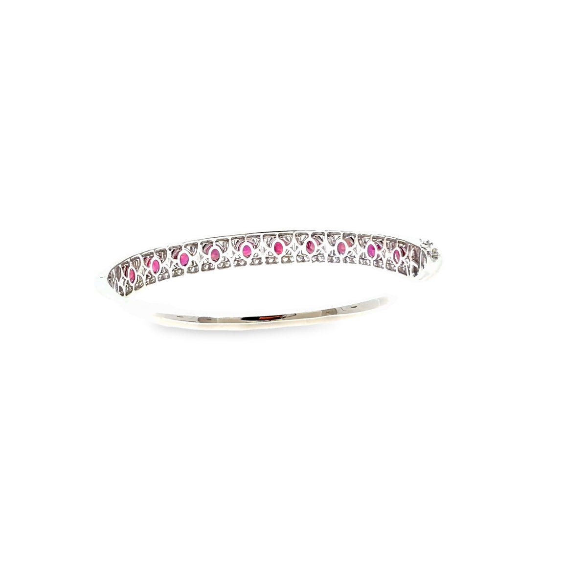 The Scarlet Gala Bangle, 9.25ct Ruby & Diamond, 14K White Gold by Benji Designs, view 4