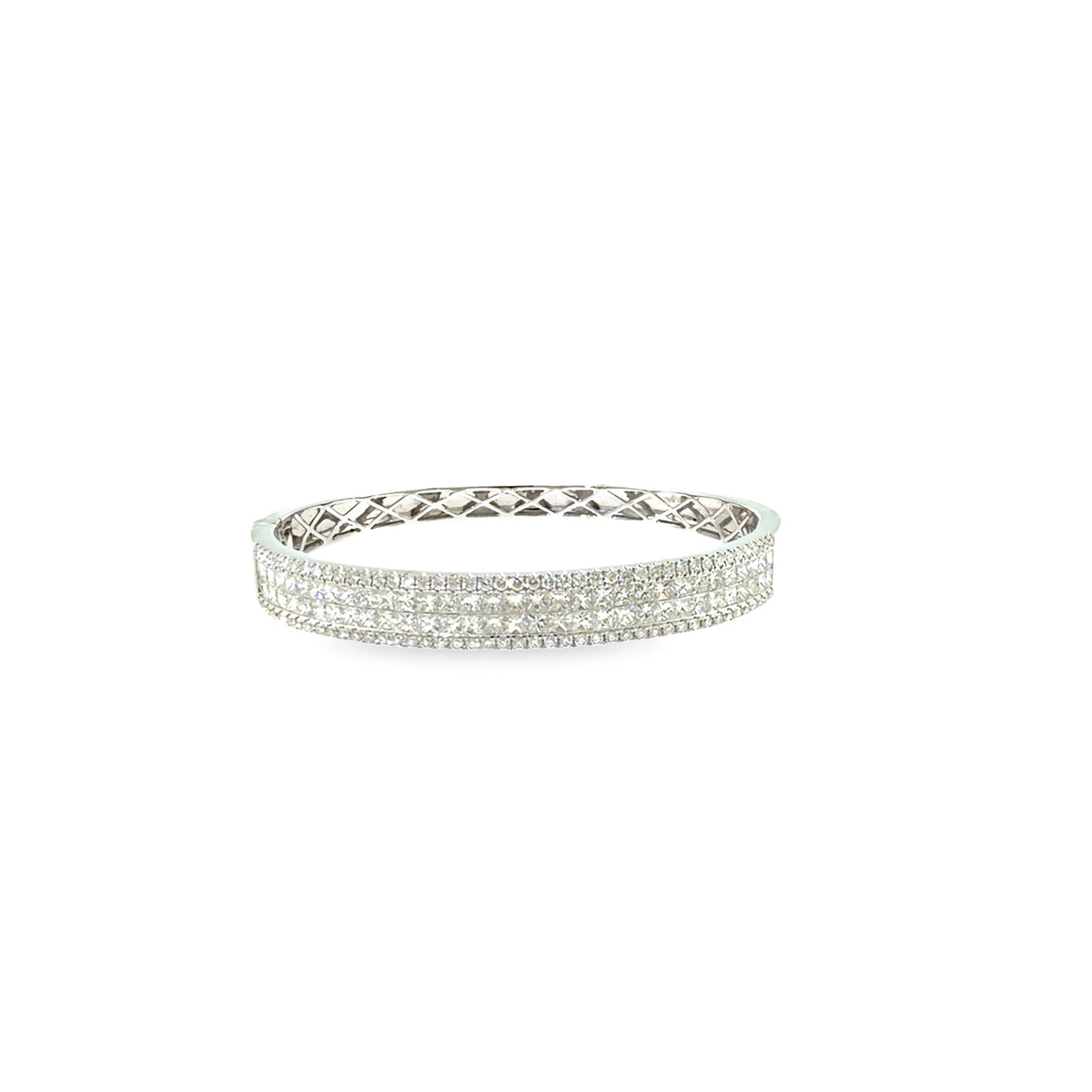 The Arctic Crown Bangle, 6.00ct Princess Diamond, 14K White Gold by Benji Designs, view 1