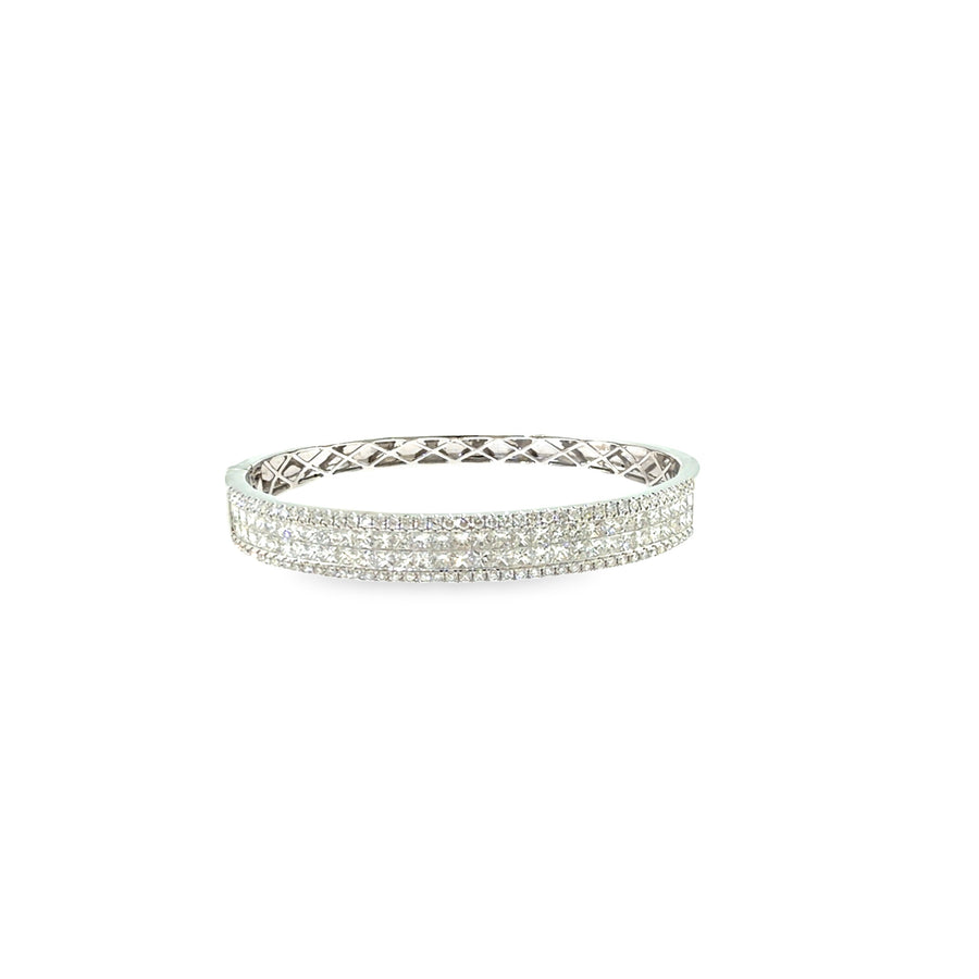The Arctic Crown Bangle, 6.00ct Princess Diamond, 14K White Gold by Benji Designs, view 1