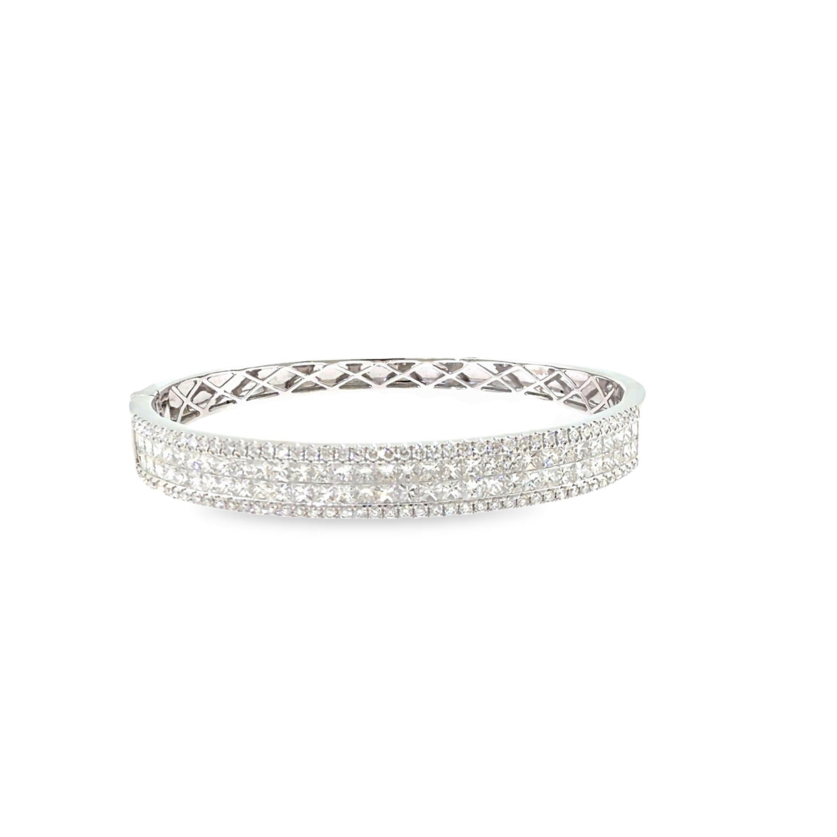 The Arctic Crown Bangle, 6.00ct Princess Diamond, 14K White Gold by Benji Designs, view 2