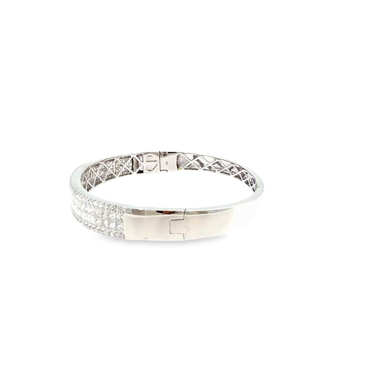 The Arctic Crown Bangle, 6.00ct Princess Diamond, 14K White Gold by Benji Designs, view 3
