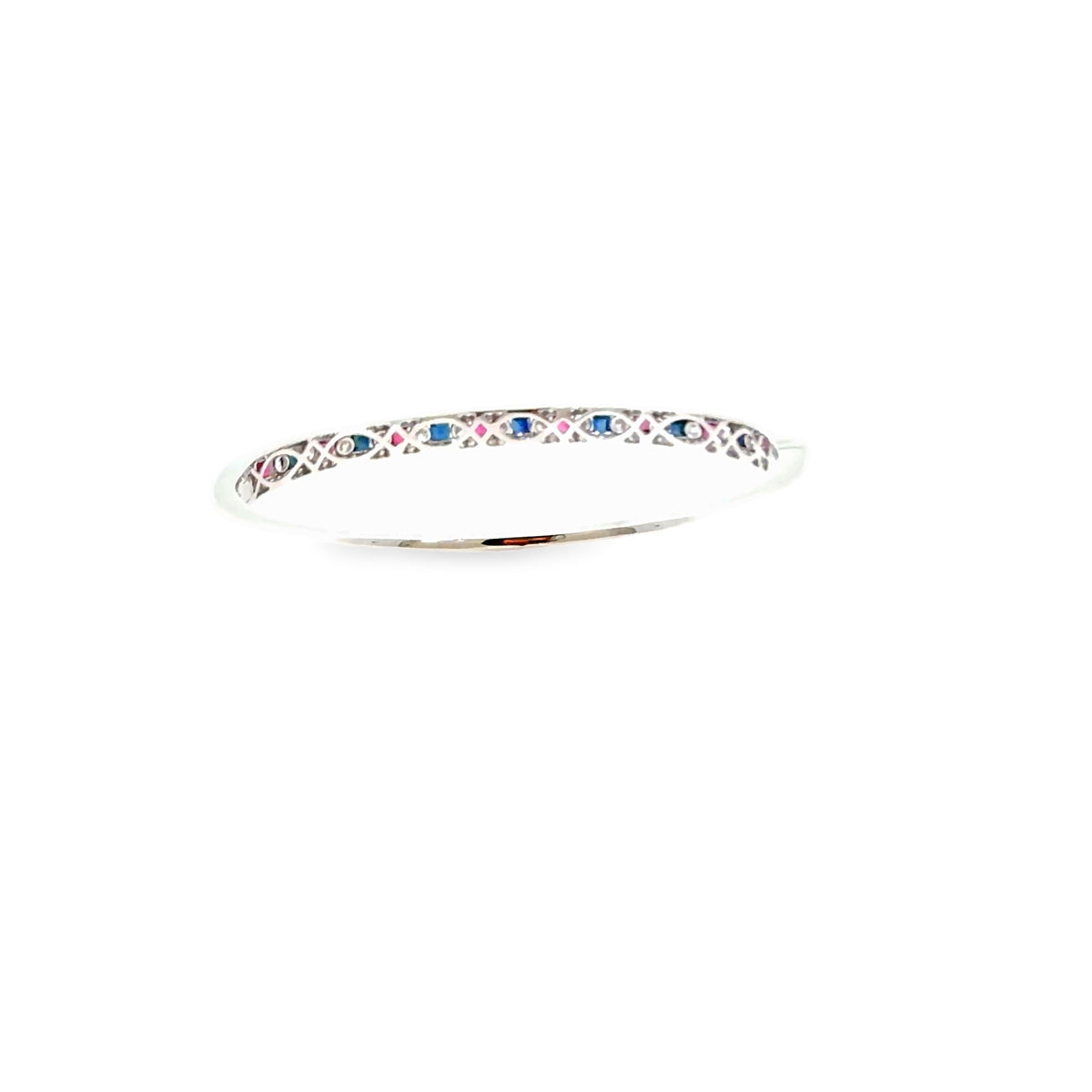 The Jubilee Bangle, 4.25ct Ruby, Sapphire & Diamond, 14K White Gold by Benji Designs, view 4