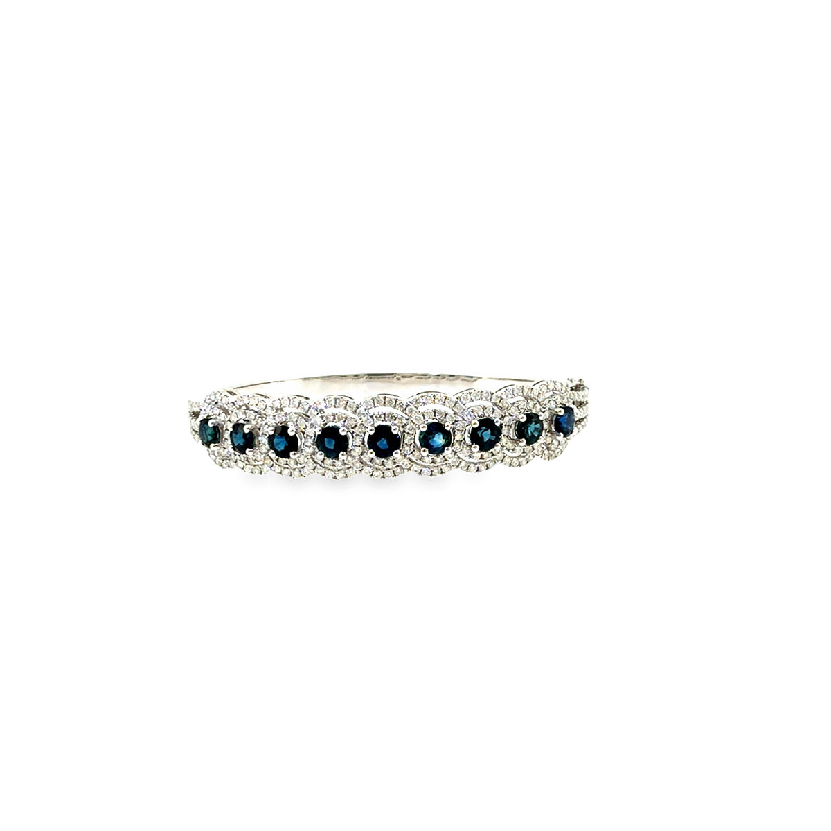 The Ocean Majesty Bangle, 7.24ct Sapphire & Diamond, 14K White Gold by Benji Designs, view 1