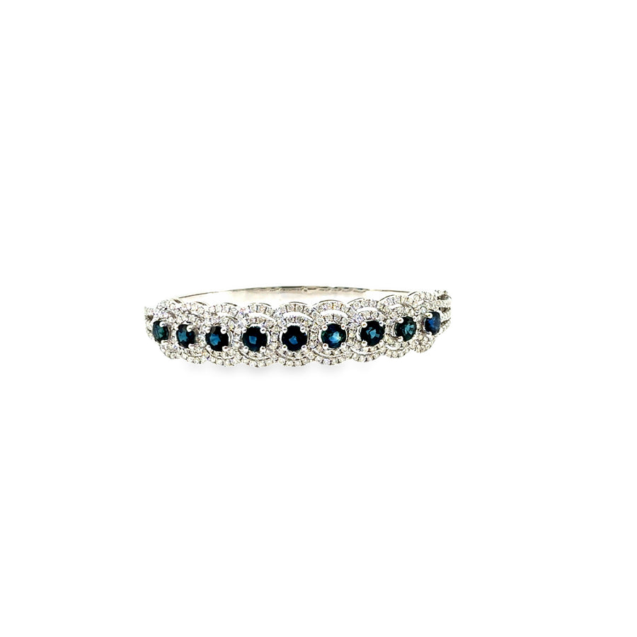 The Ocean Majesty Bangle, 7.24ct Sapphire & Diamond, 14K White Gold by Benji Designs, view 1