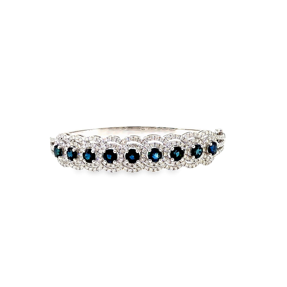 The Ocean Majesty Bangle, 7.24ct Sapphire & Diamond, 14K White Gold by Benji Designs, view 2