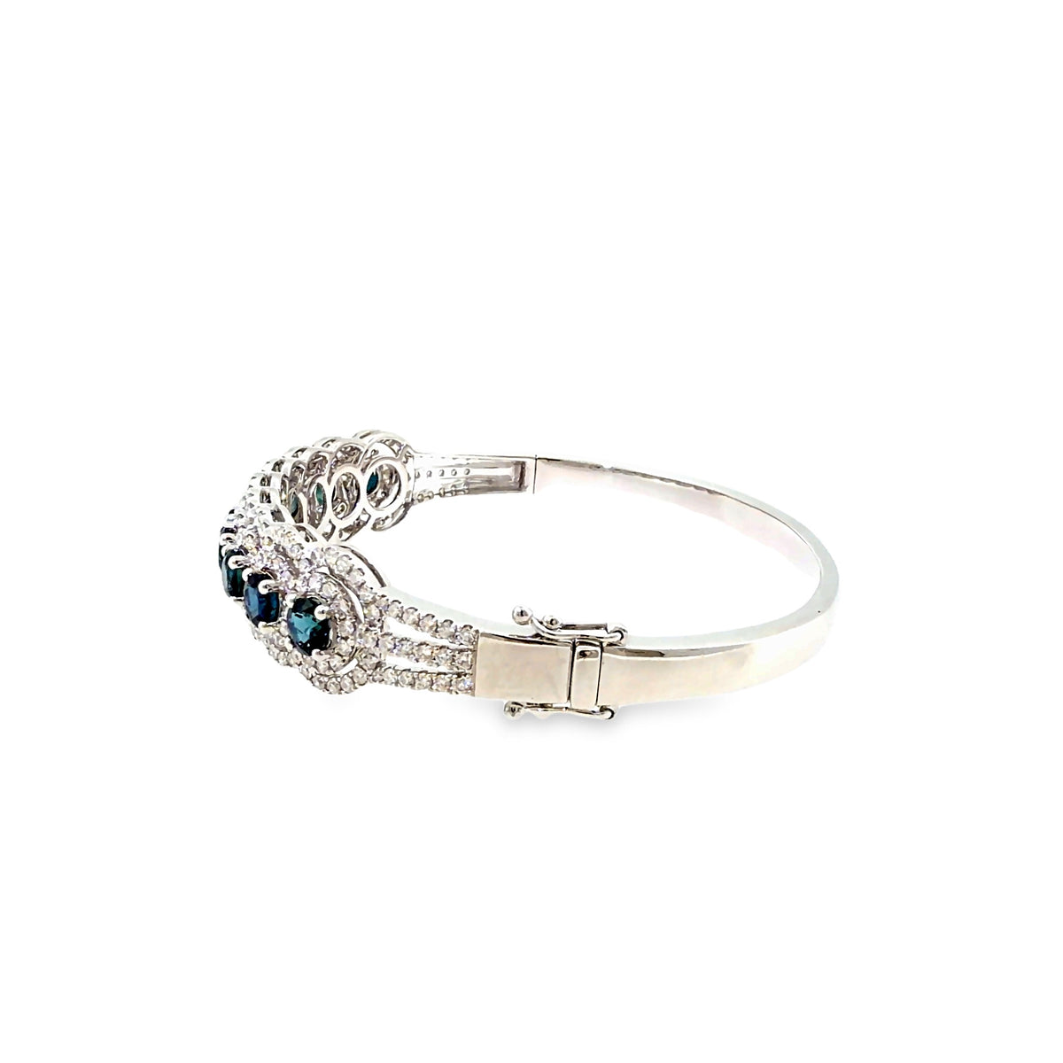 The Ocean Majesty Bangle, 7.24ct Sapphire & Diamond, 14K White Gold by Benji Designs, view 3