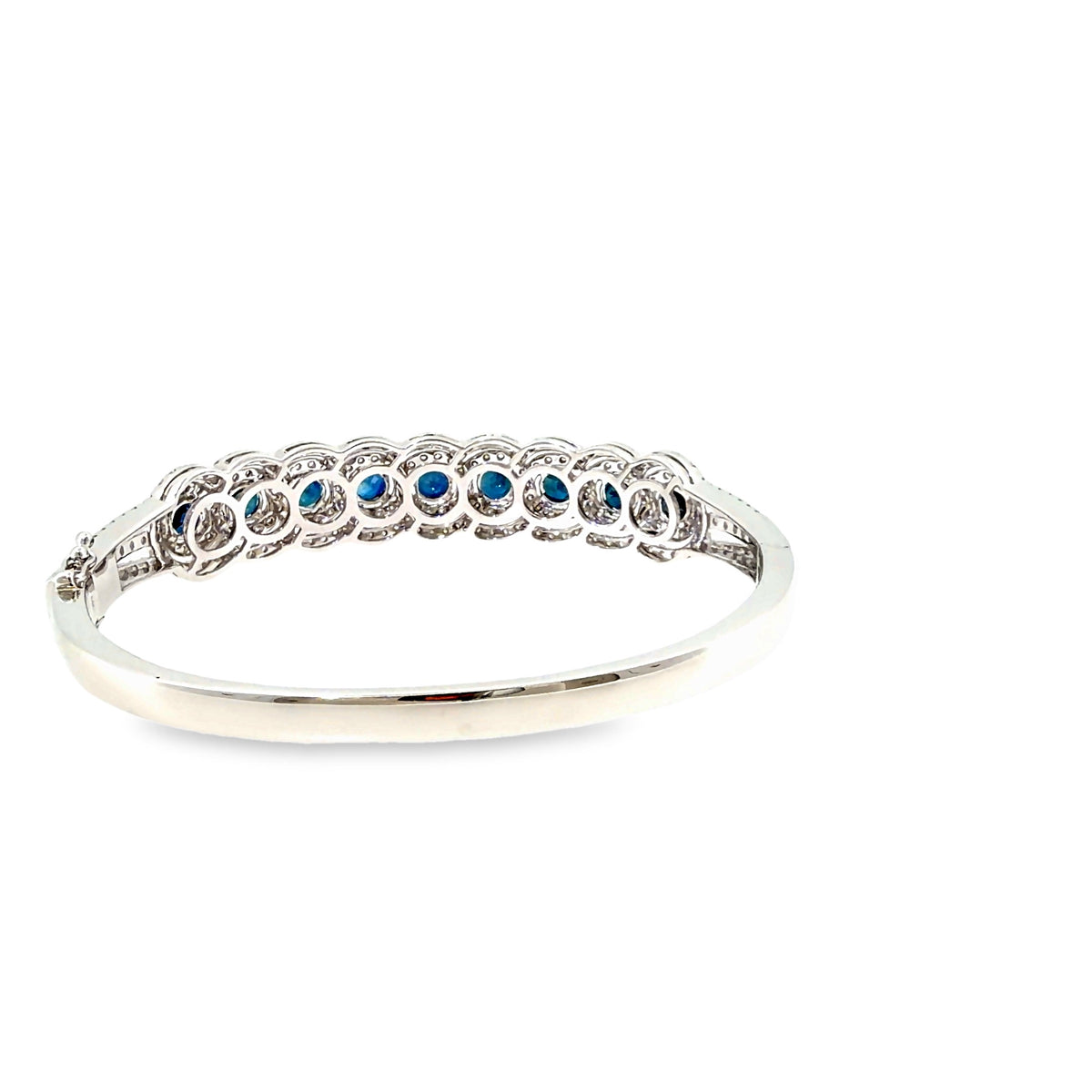 The Ocean Majesty Bangle, 7.24ct Sapphire & Diamond, 14K White Gold by Benji Designs, view 4