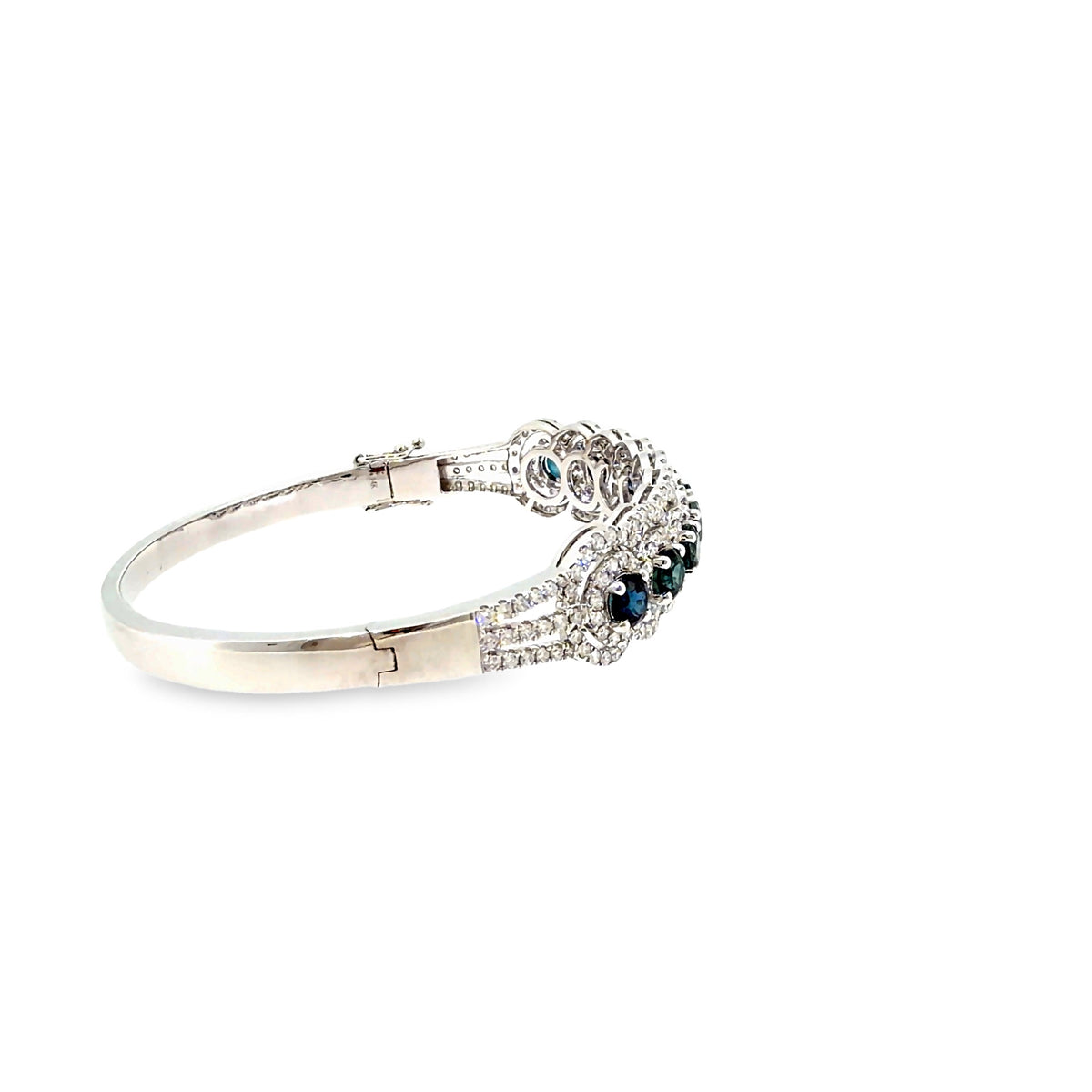 The Ocean Majesty Bangle, 7.24ct Sapphire & Diamond, 14K White Gold by Benji Designs, view 5
