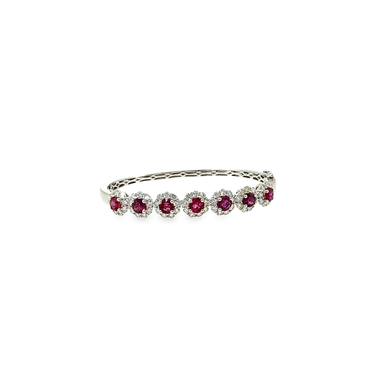 The Ruby Septet Bangle, 6.00ct Ruby & Diamond, 14K White Gold by Benji Designs, view 1