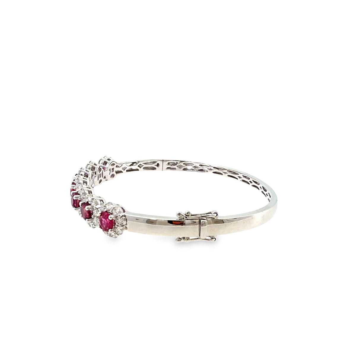 The Ruby Septet Bangle, 6.00ct Ruby & Diamond, 14K White Gold by Benji Designs, view 3